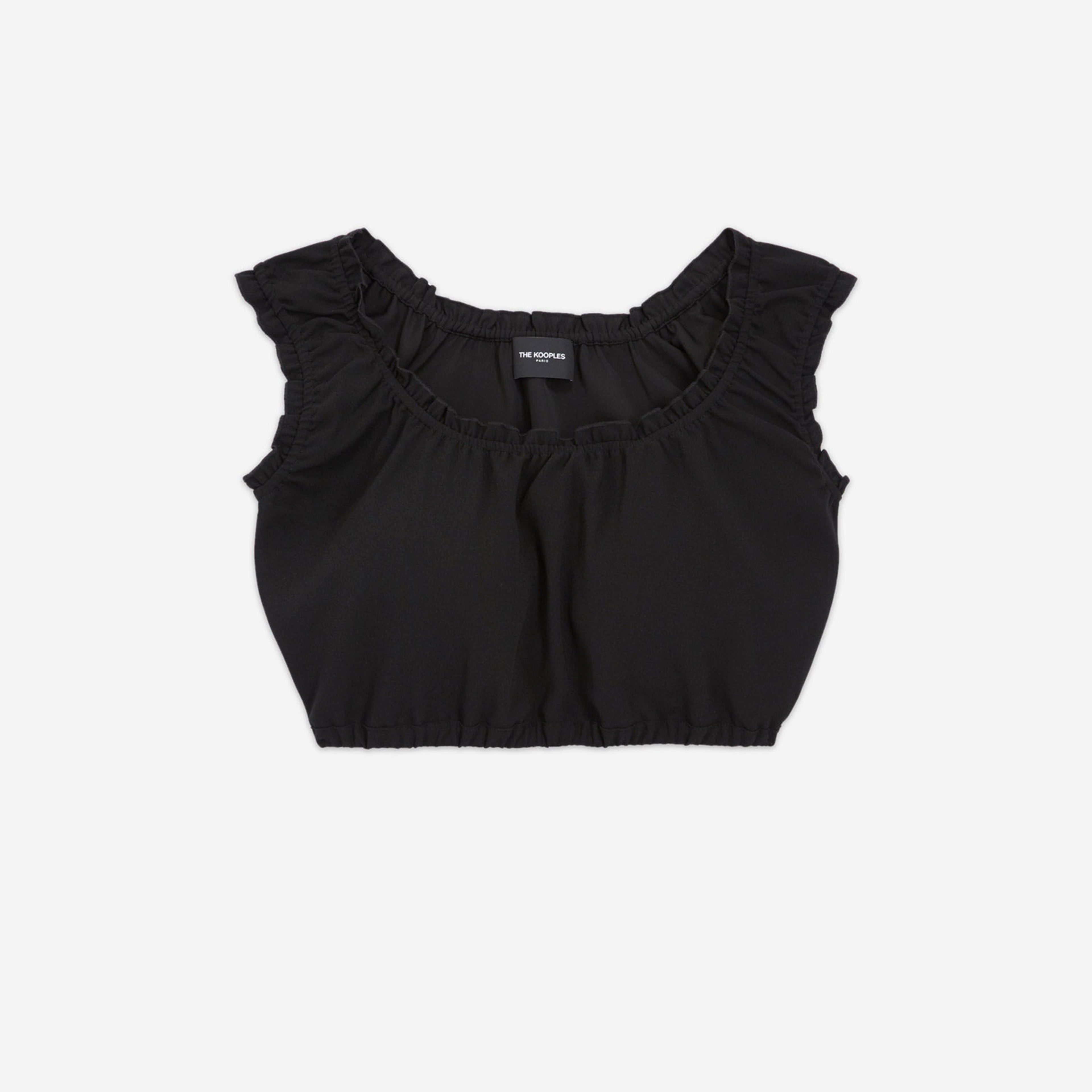 KADIN BALON KOLLU SİYAH T-SHIRT