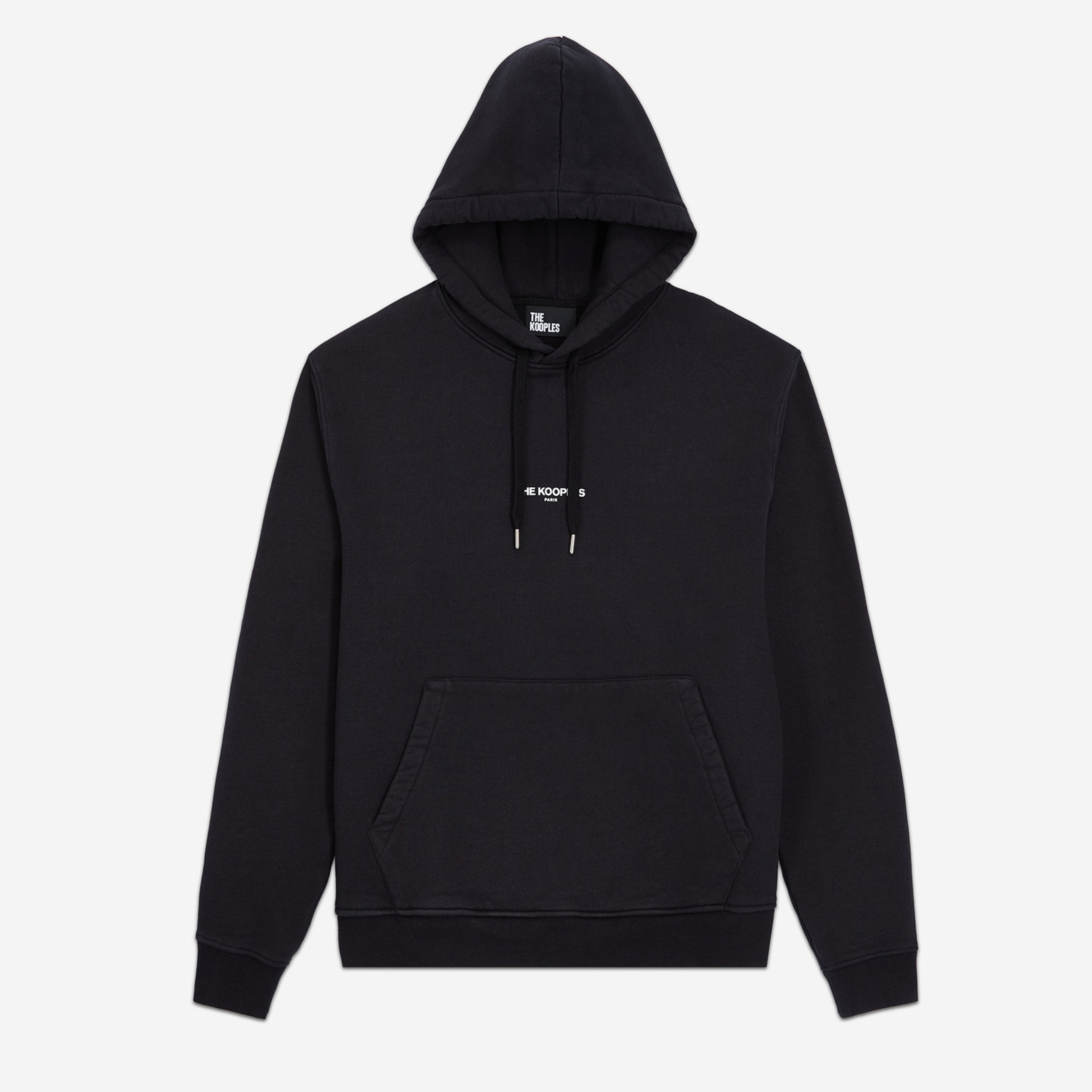 ERKEK KAPÜŞONLU LOGO BASKILI SİYAH SWEATSHIRT