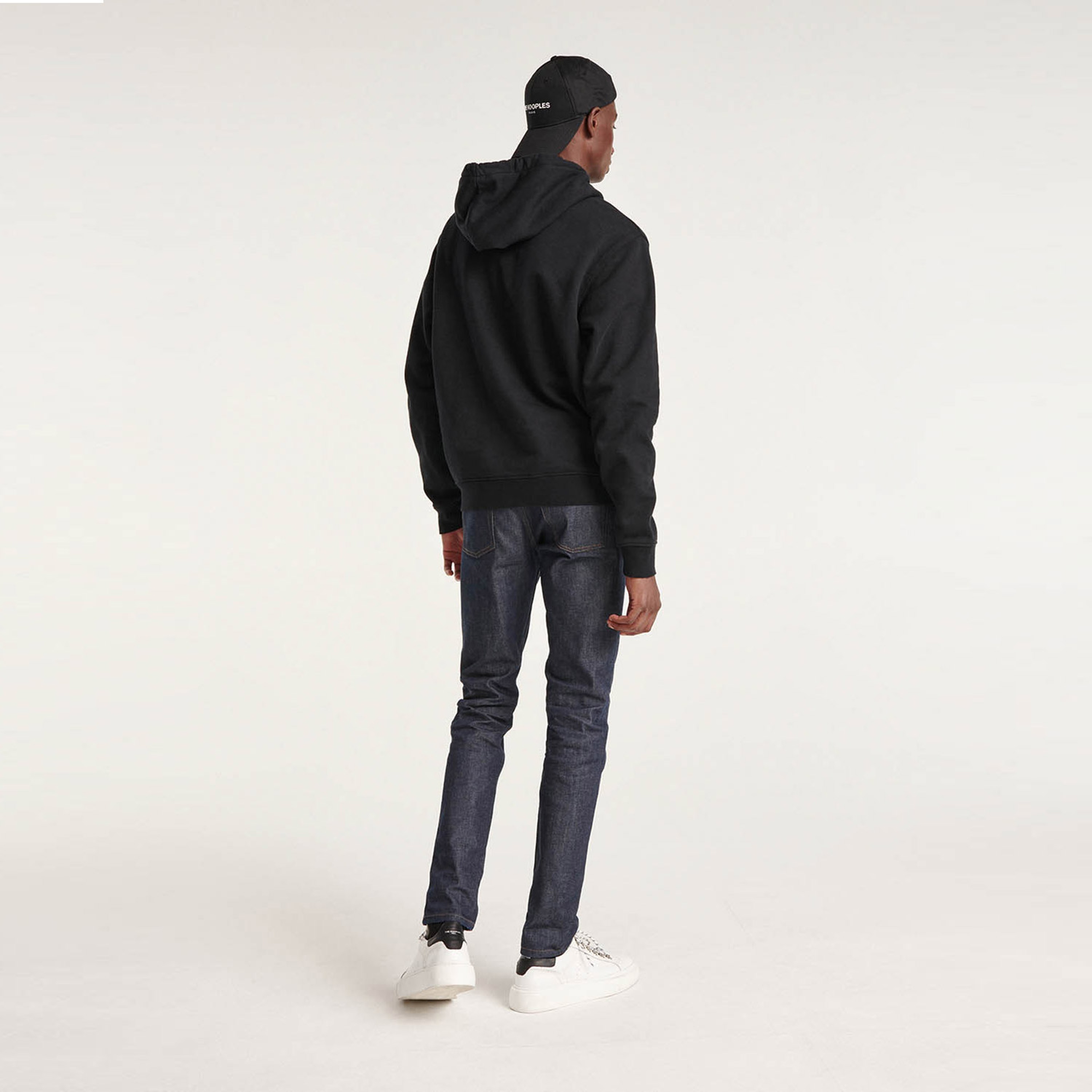 ERKEK KAPÜŞONLU LOGO BASKILI SİYAH SWEATSHIRT