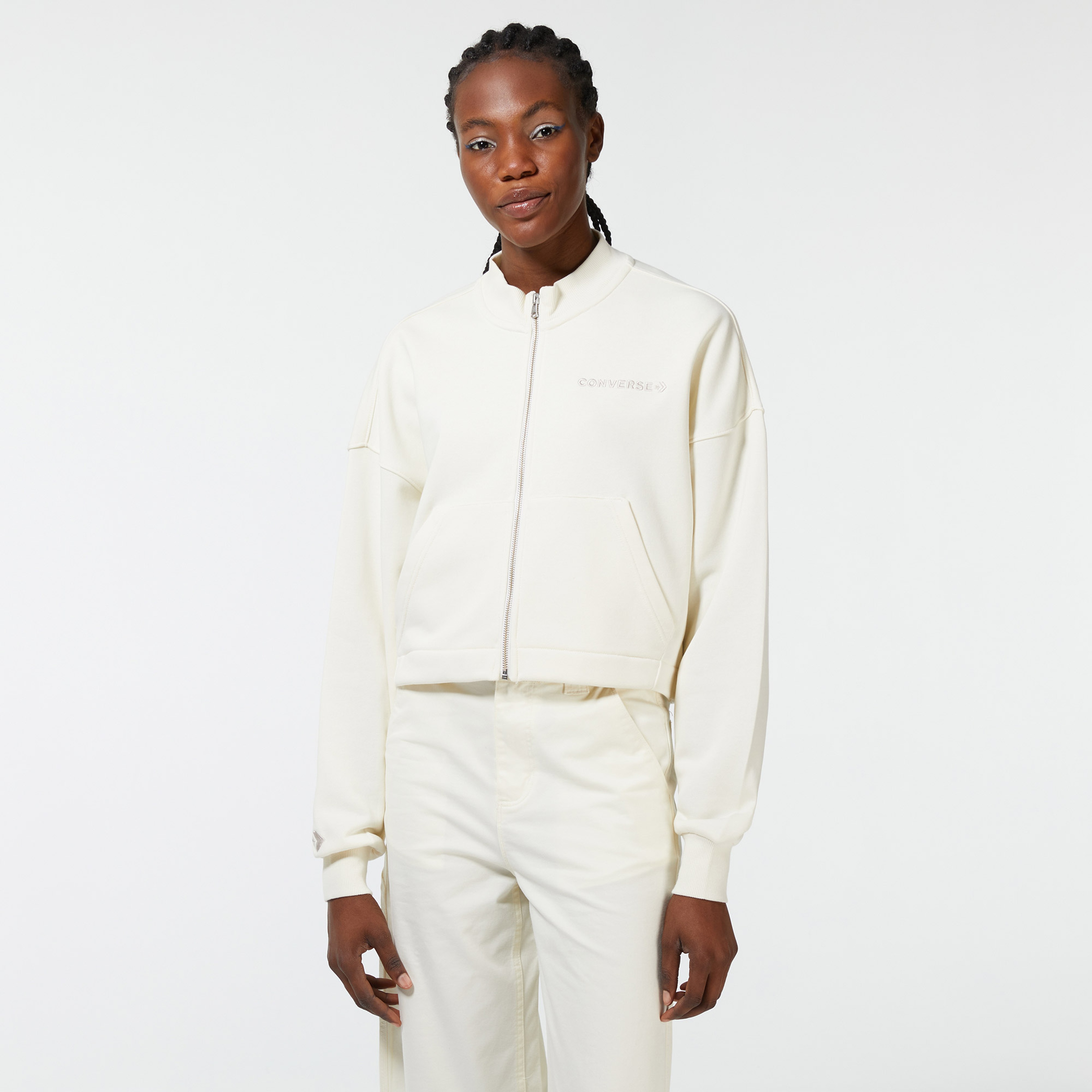 Converse Icon Play Full Zip Kadın Krem Eşofman Üstü