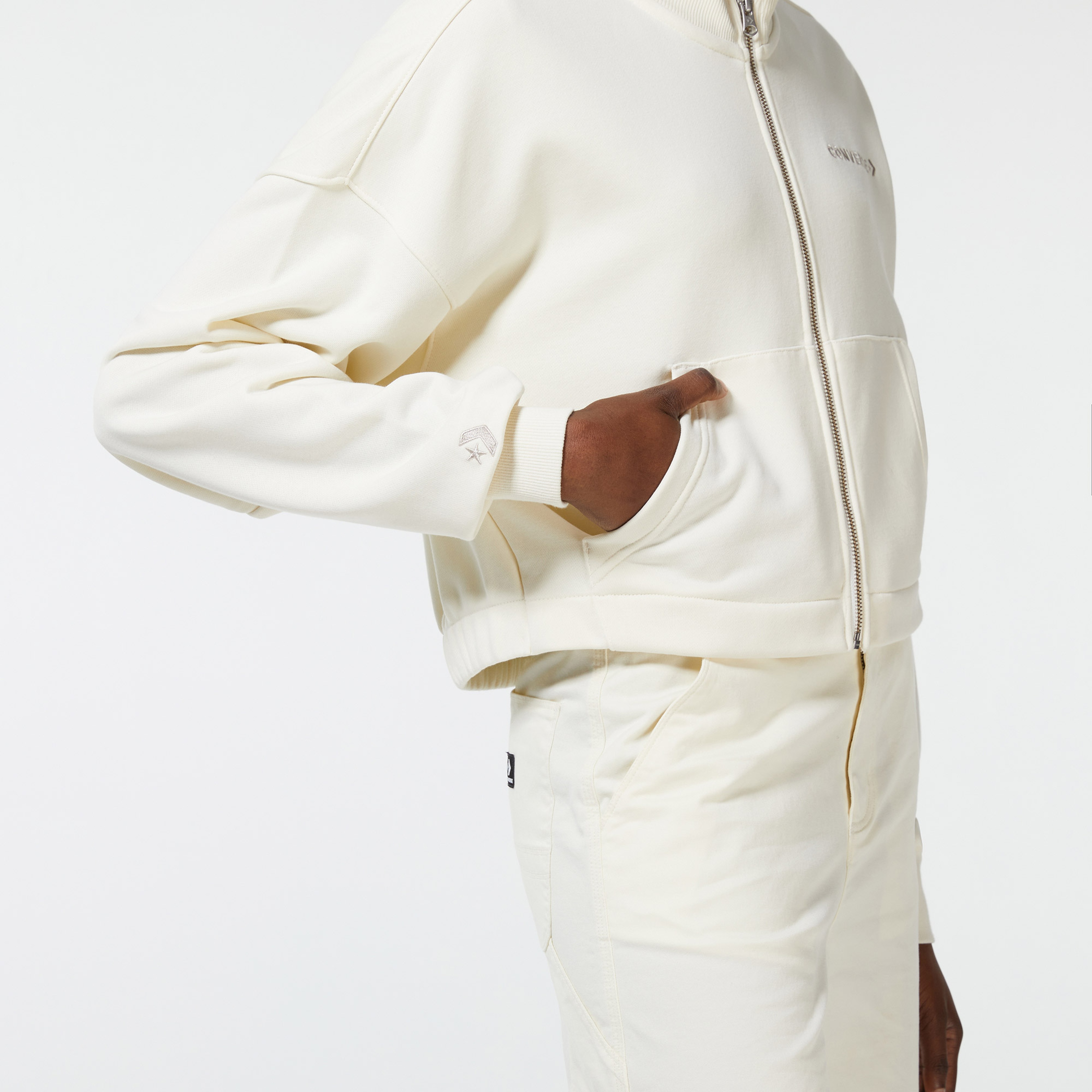Converse Icon Play Full Zip Kadın Krem Eşofman Üstü