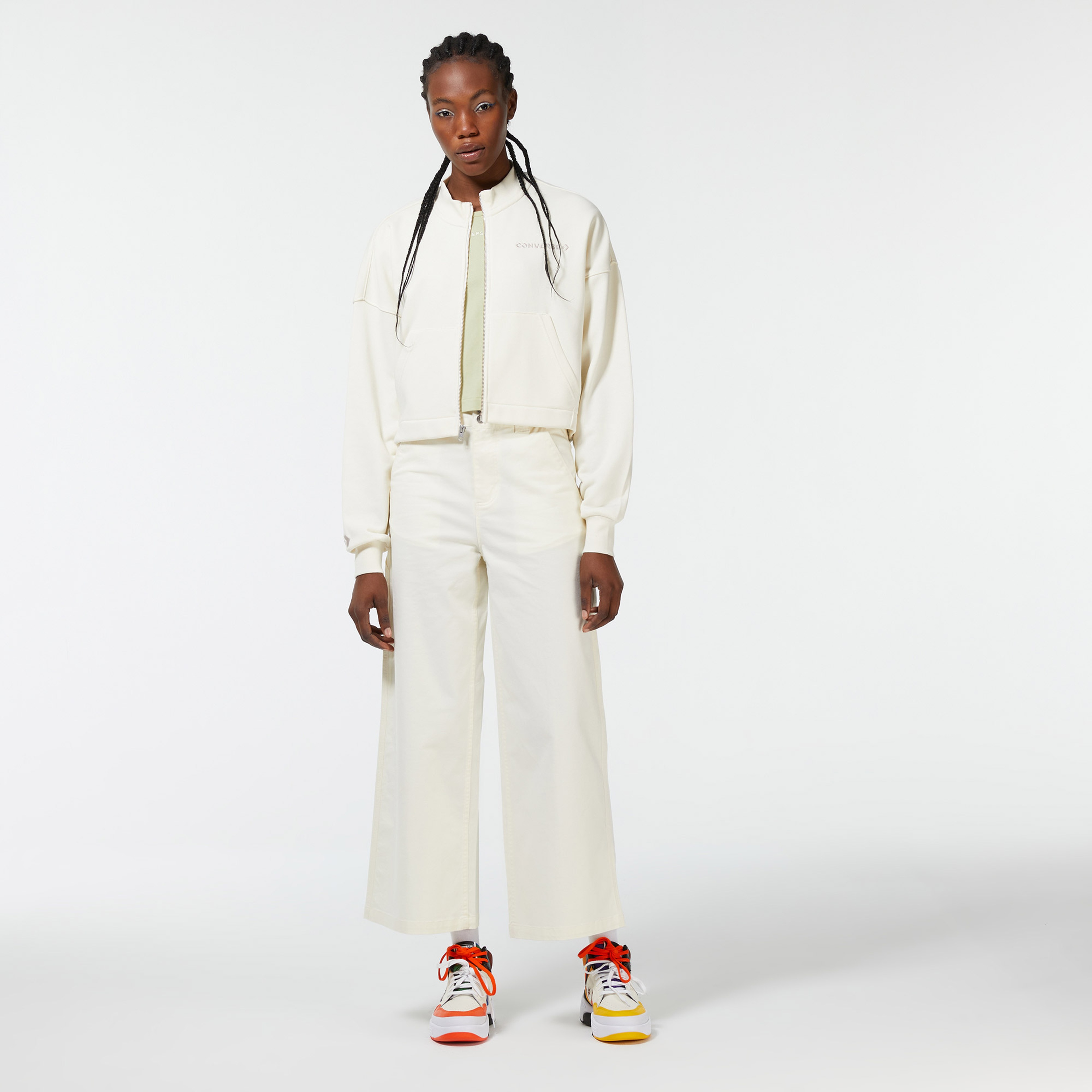 Converse Icon Play Full Zip Kadın Krem Eşofman Üstü