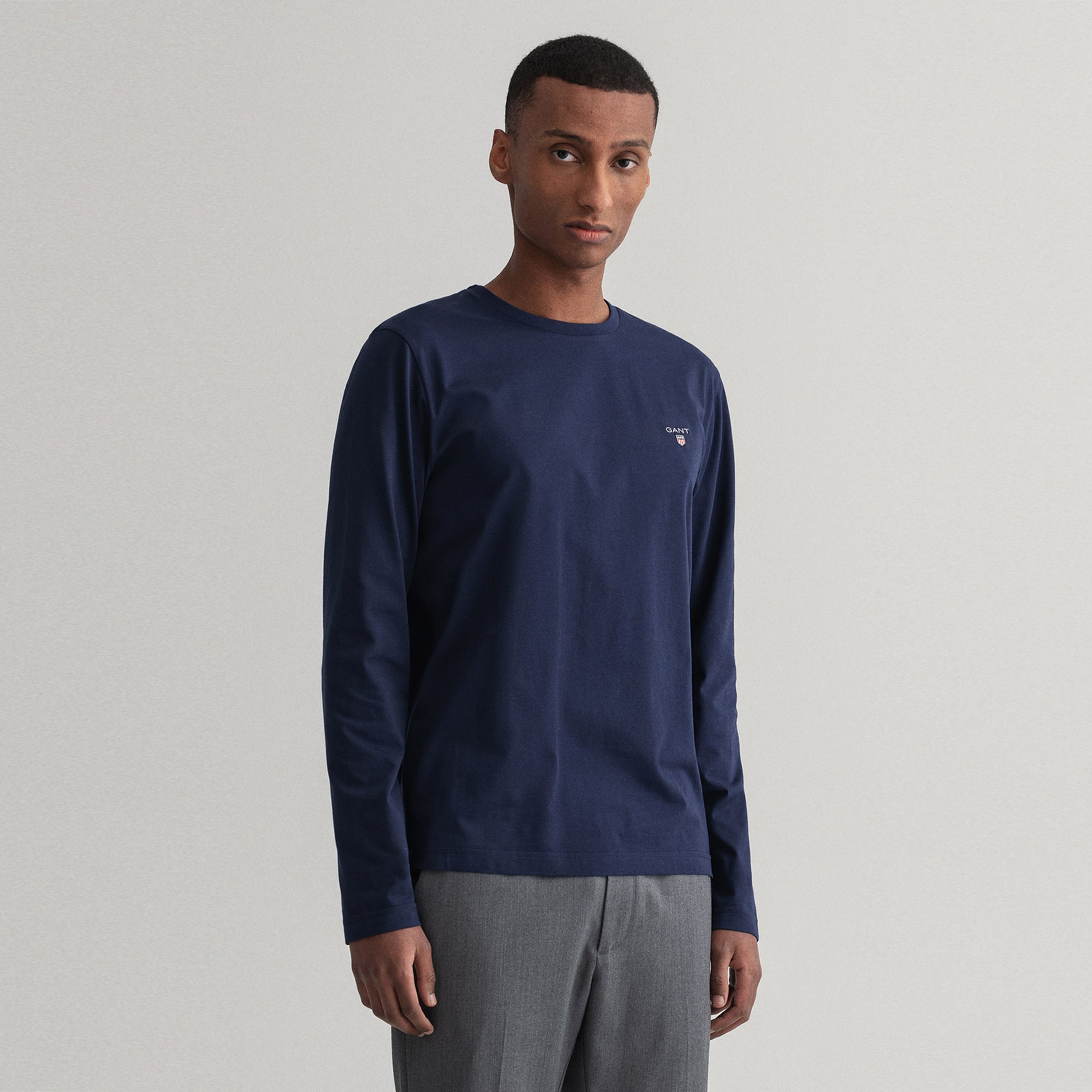 Gant Erkek Lacivert Regular Fit Bisiklet Yaka T-shirt