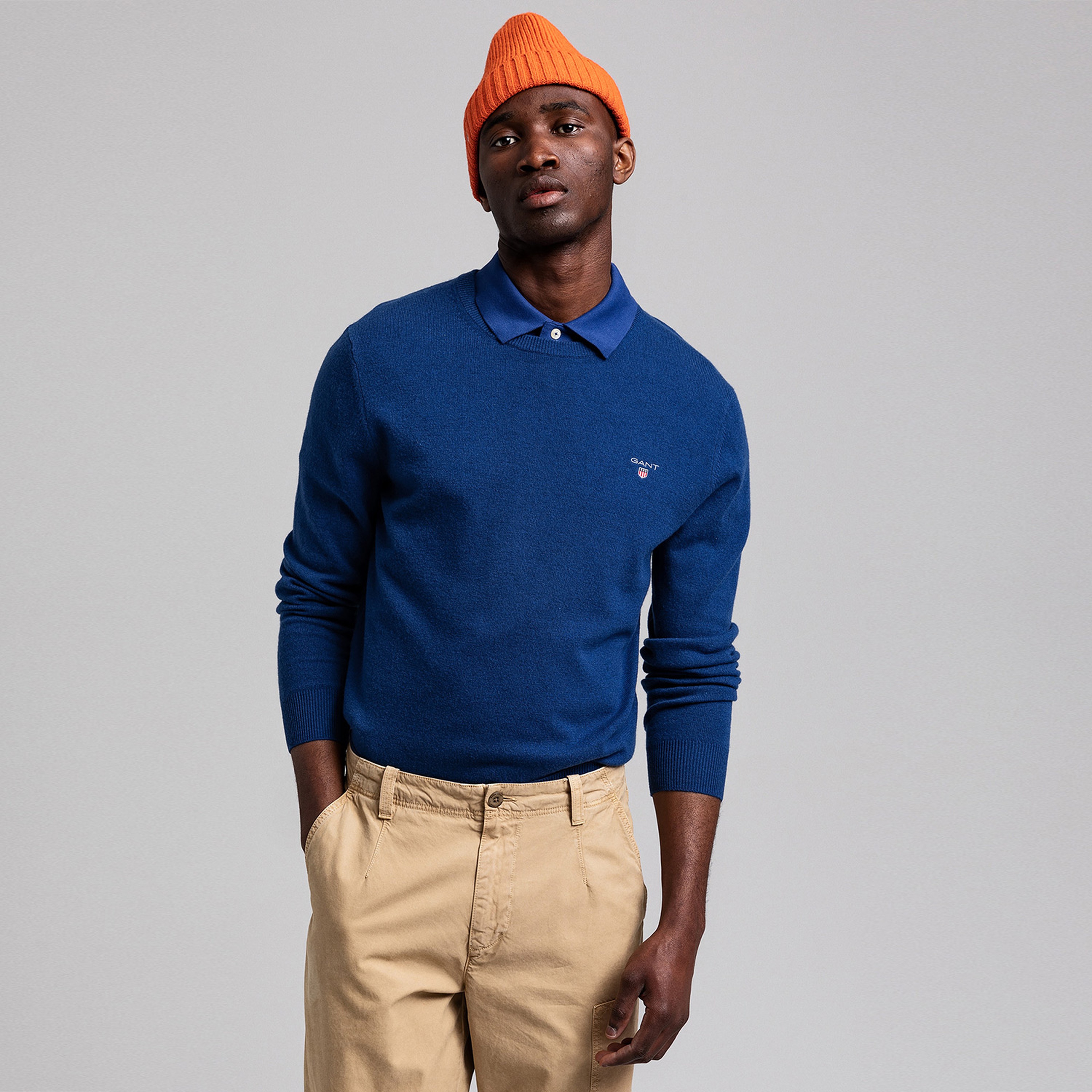 GANT Erkek Lacivert Regular Fit Yün Triko Kazak