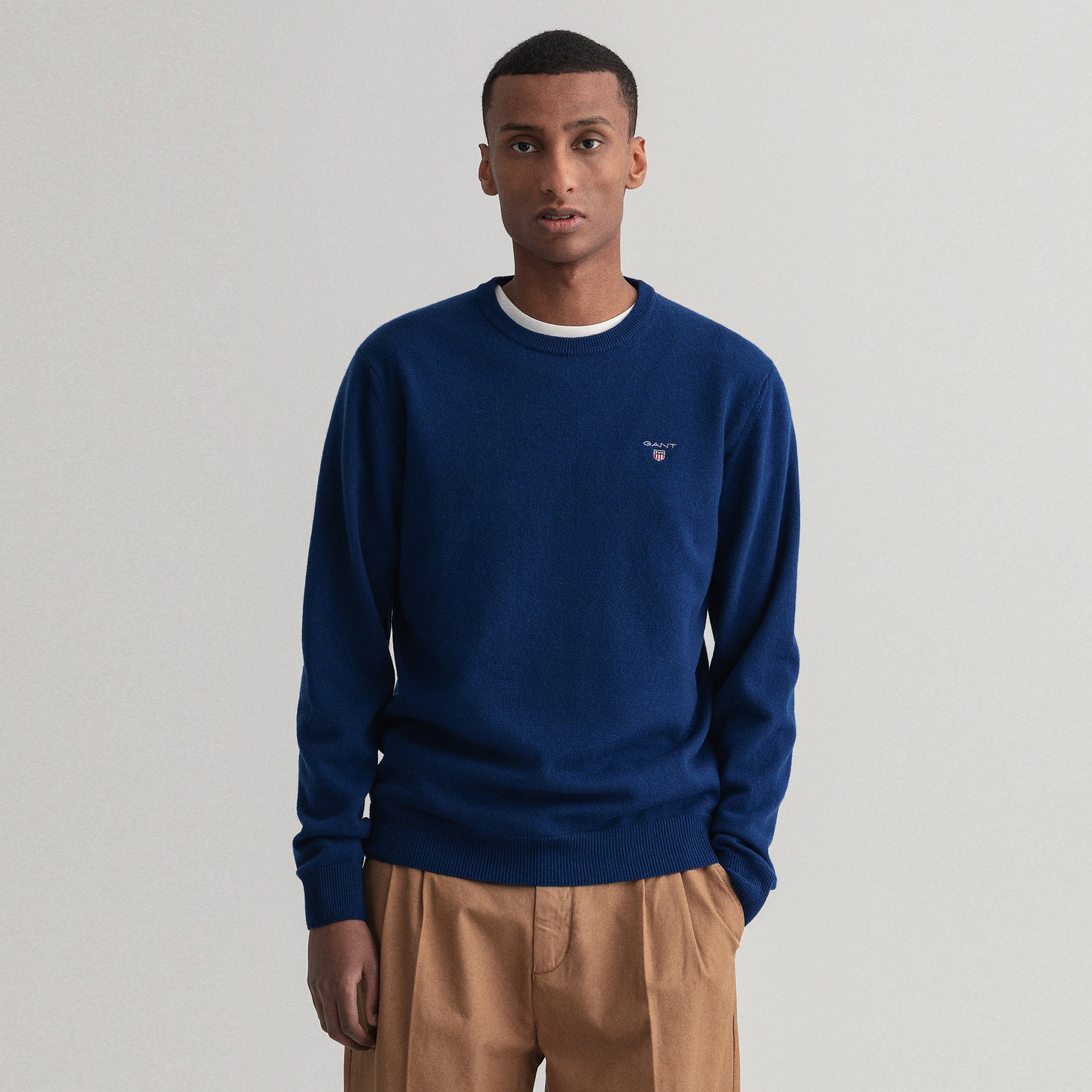 GANT Erkek Lacivert Regular Fit Yün Triko Kazak