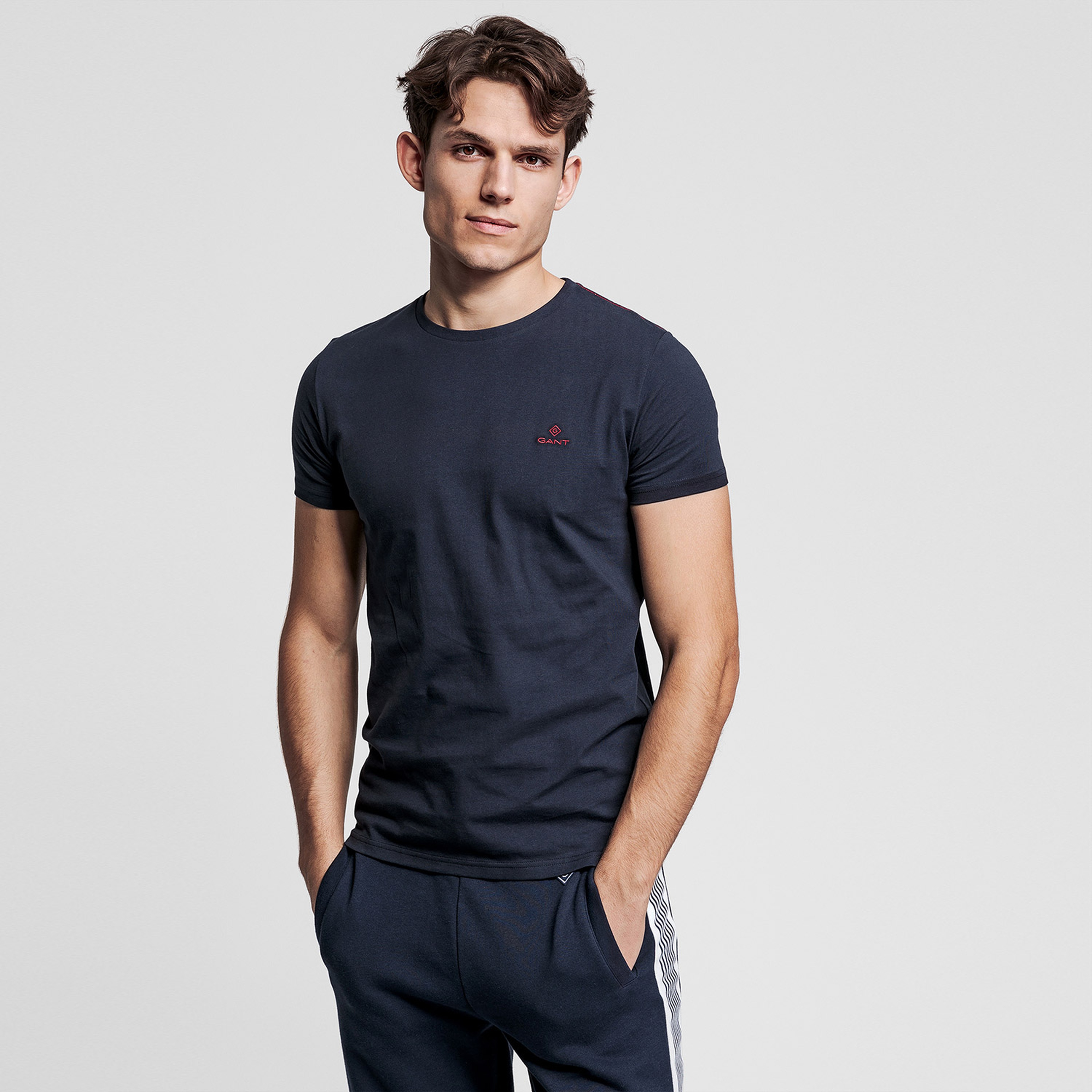 GANT Erkek Lacivert Regular Fit Bisiklet Yaka T-shirt