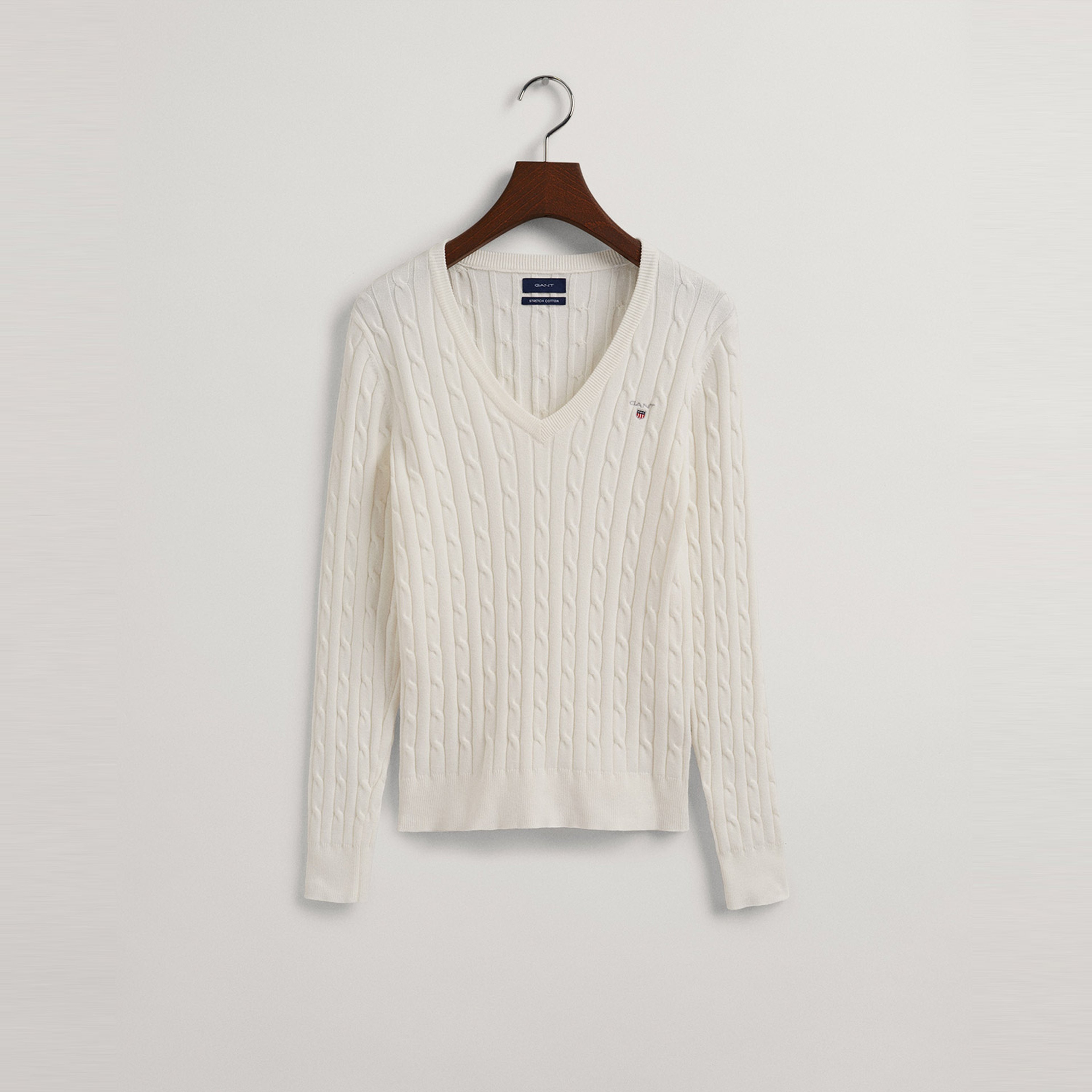 Gant Kadın Bej Slim Fit V Yaka Kazak