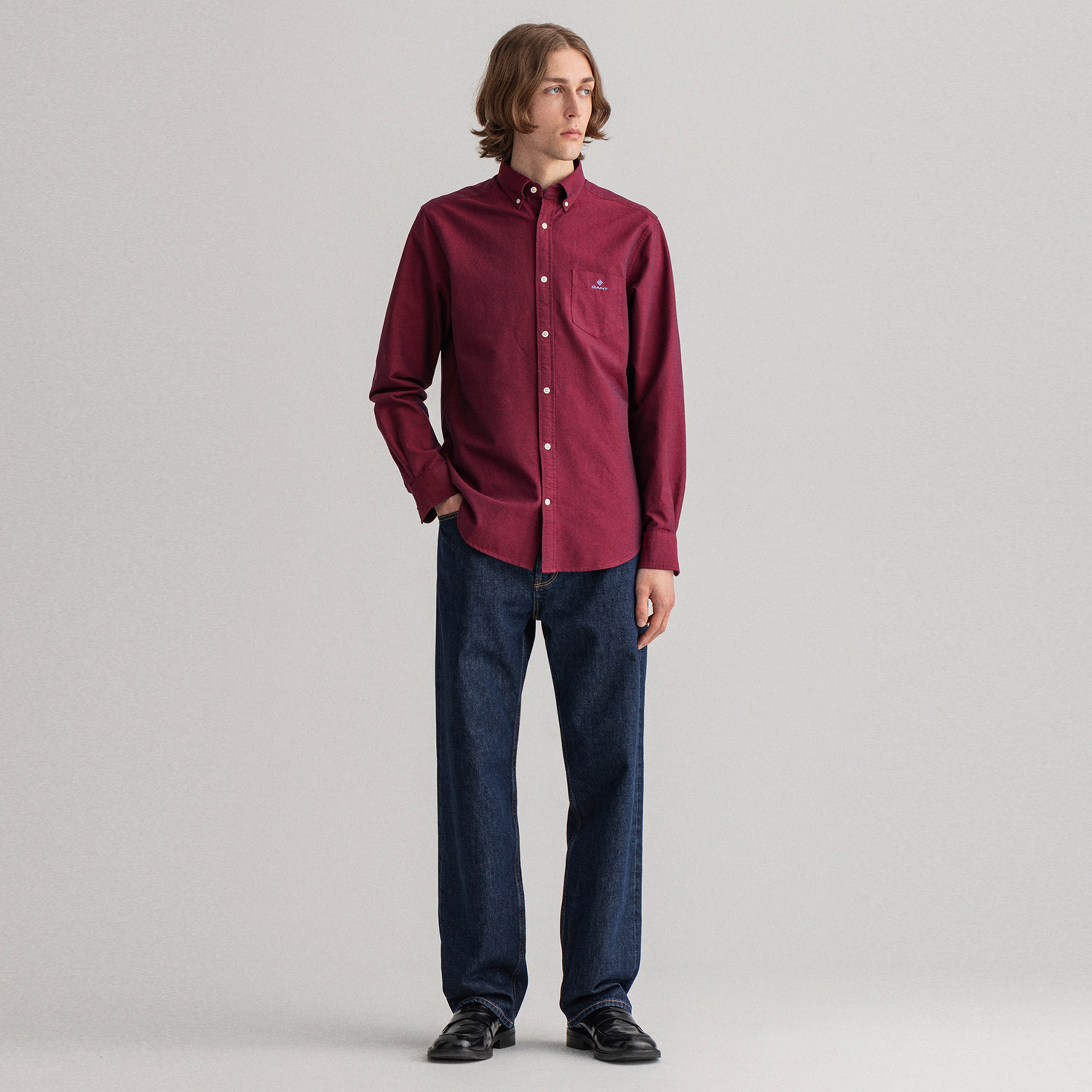 GANT Erkek Kırmızı Regular Fit Düğmeli Yaka Oxford Gömlek