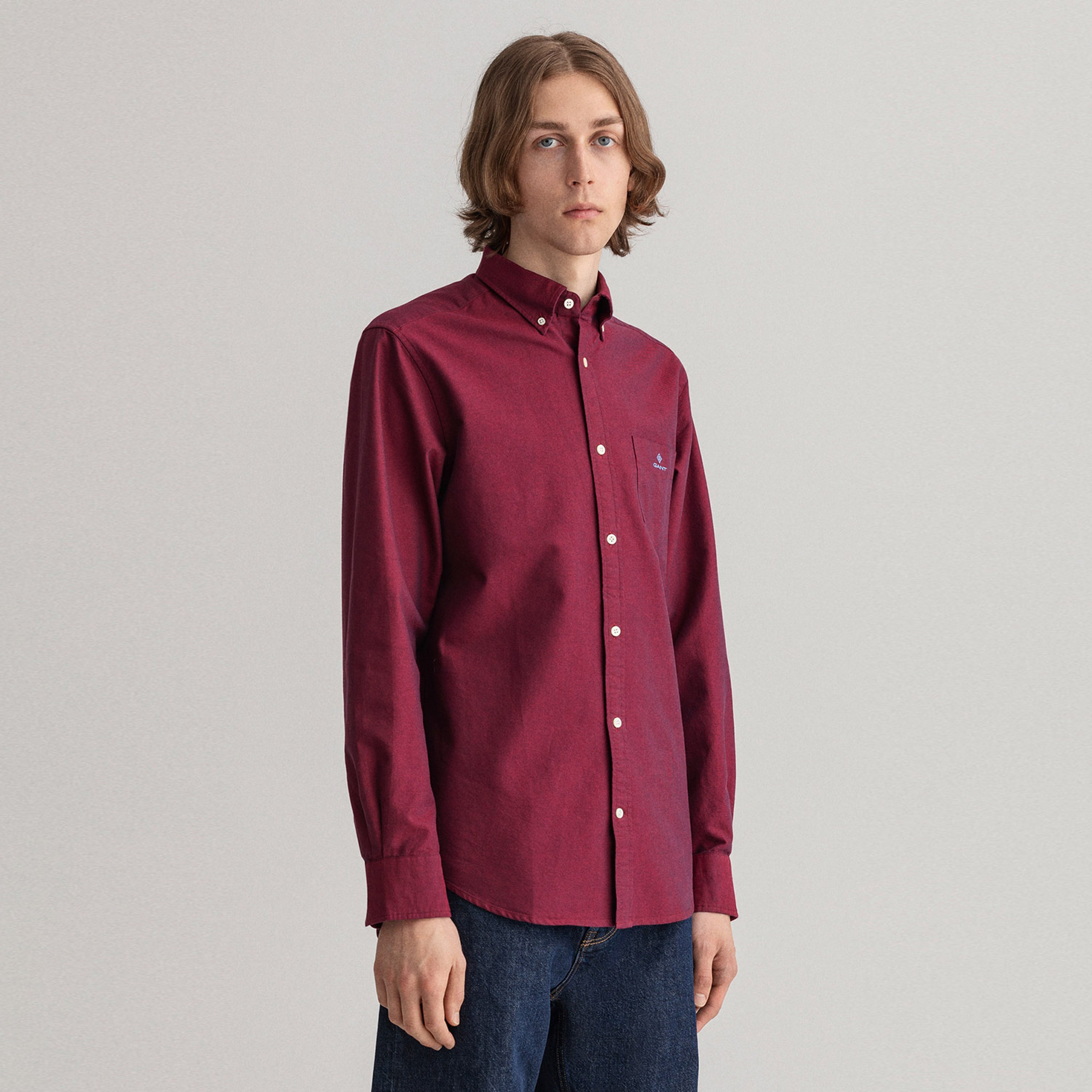 GANT Erkek Kırmızı Regular Fit Düğmeli Yaka Oxford Gömlek