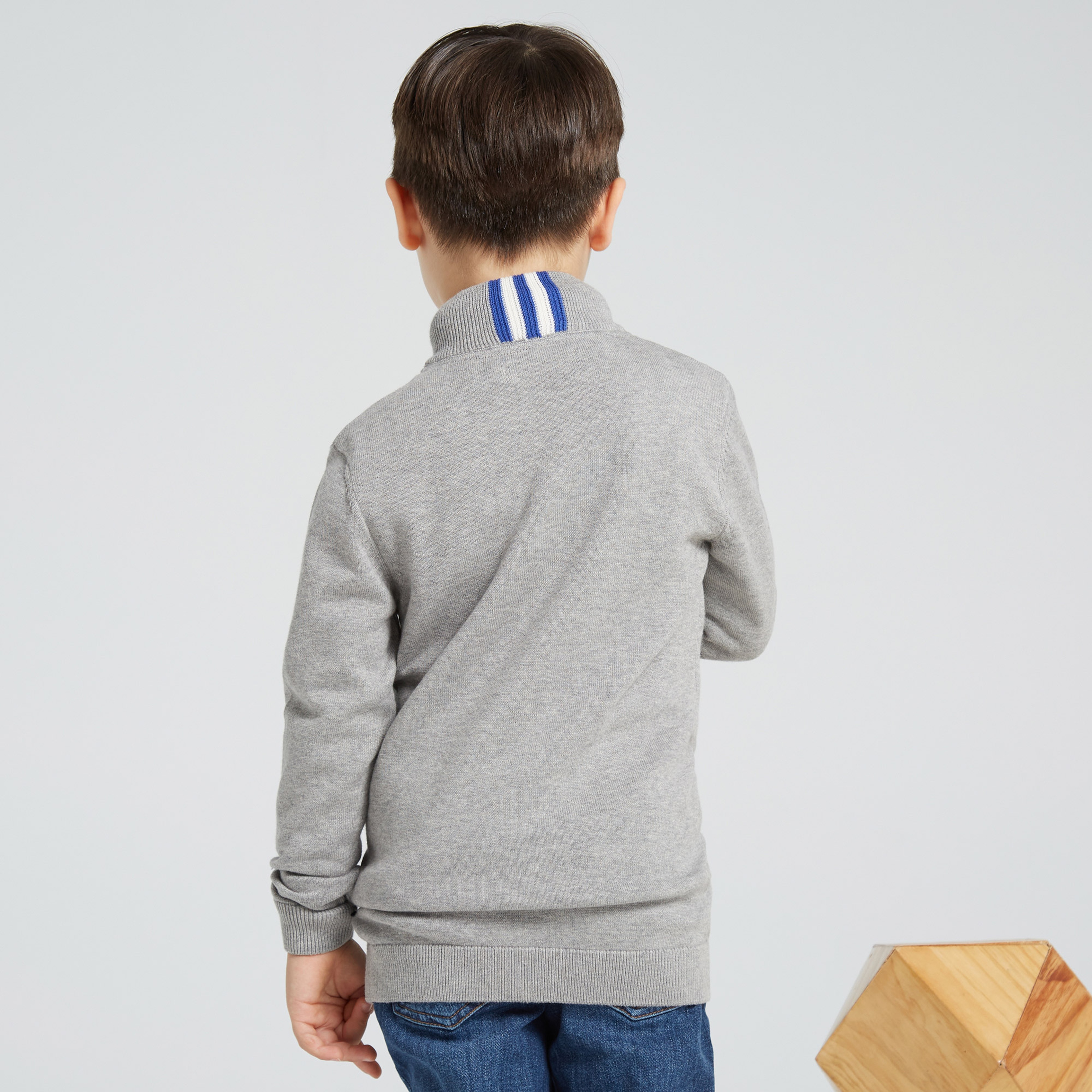 NAUTICA ERKEK ÇOCUK GRİ BASKILI TRİKO HIRKA
