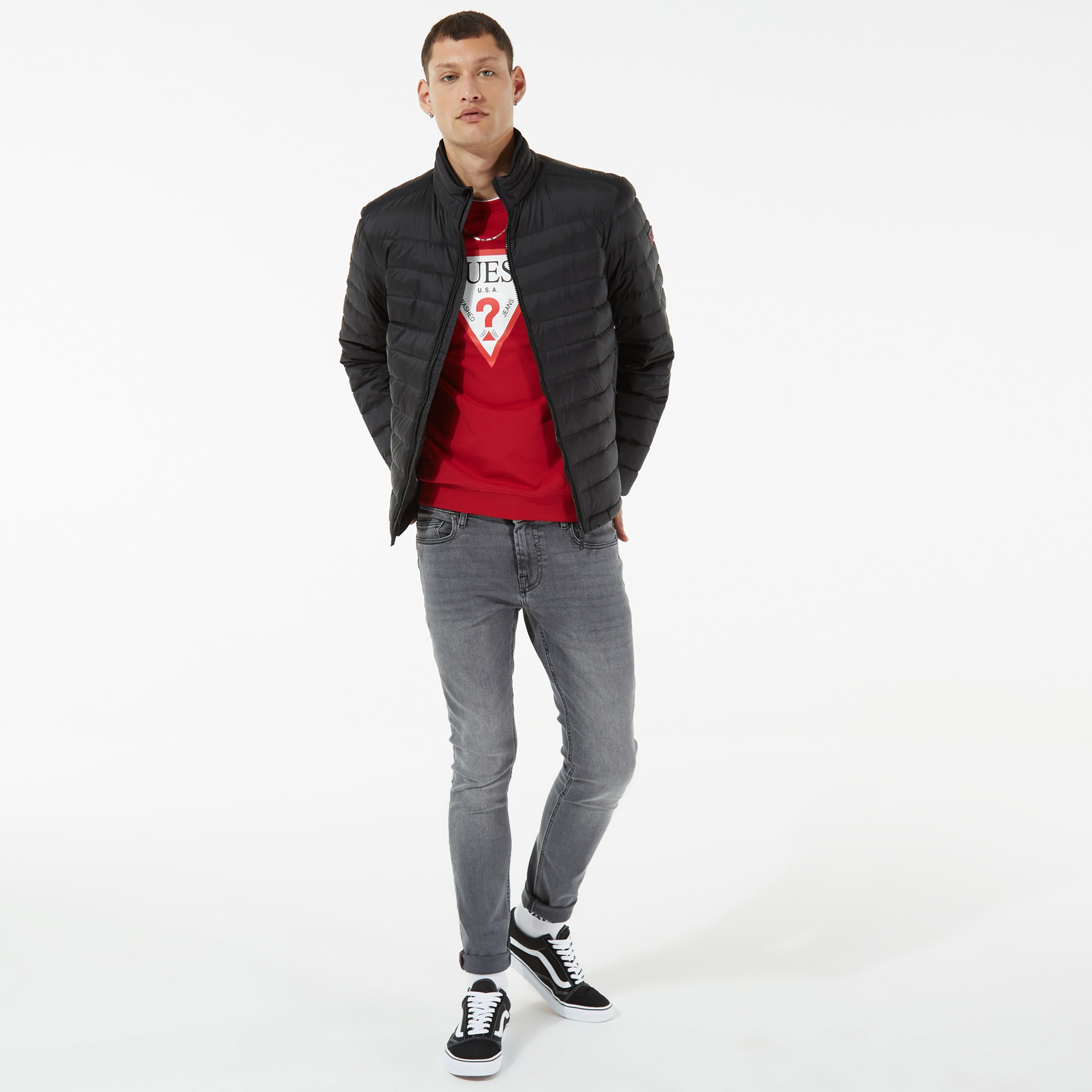 Guess Erkek Siyah Mont