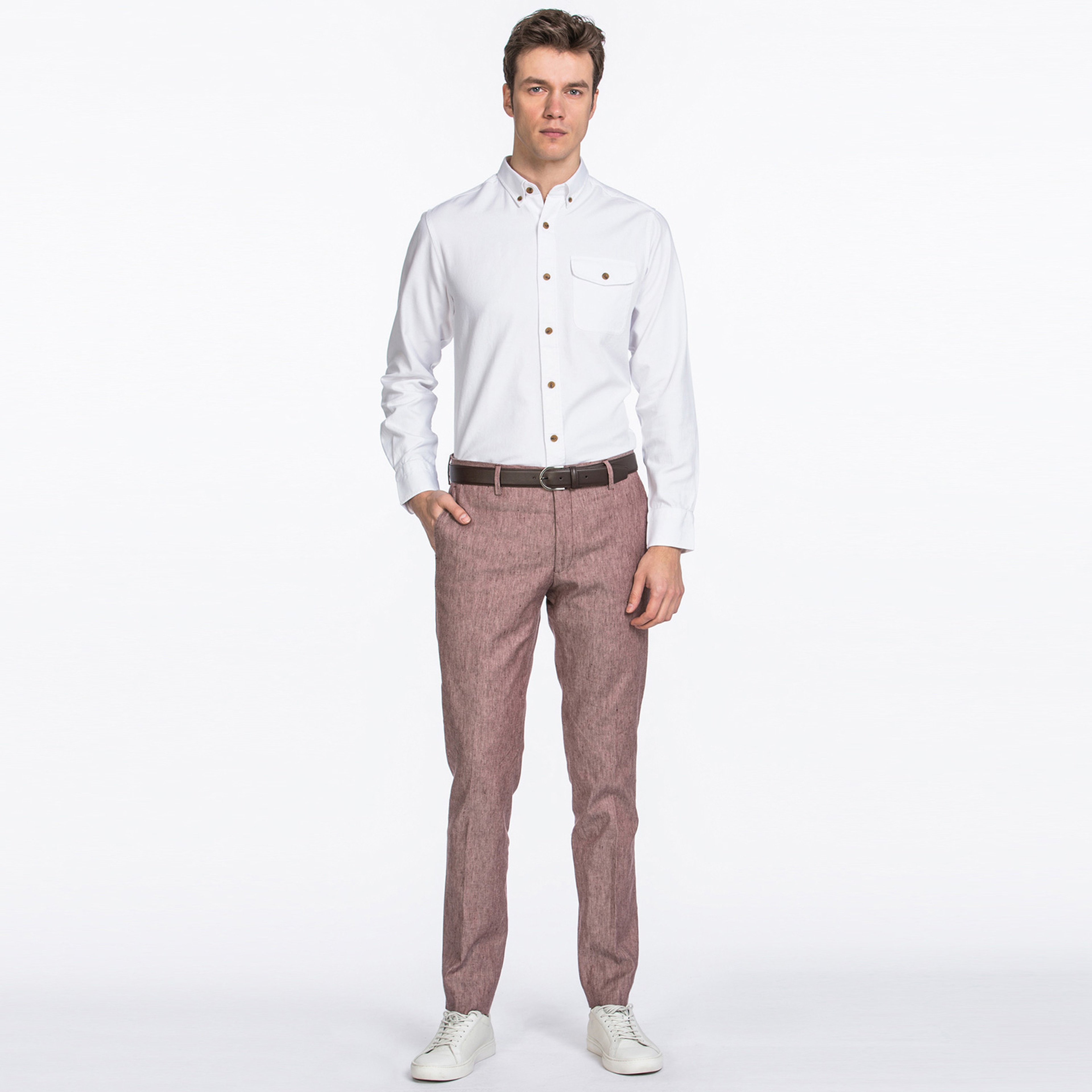 GANT Erkek Kırmızı Slim Fit Keten Pantolon
