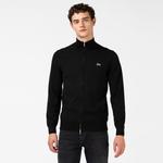 Erkek Regular Fit Fermuarlı Organik Pamuk Siyah Hırka