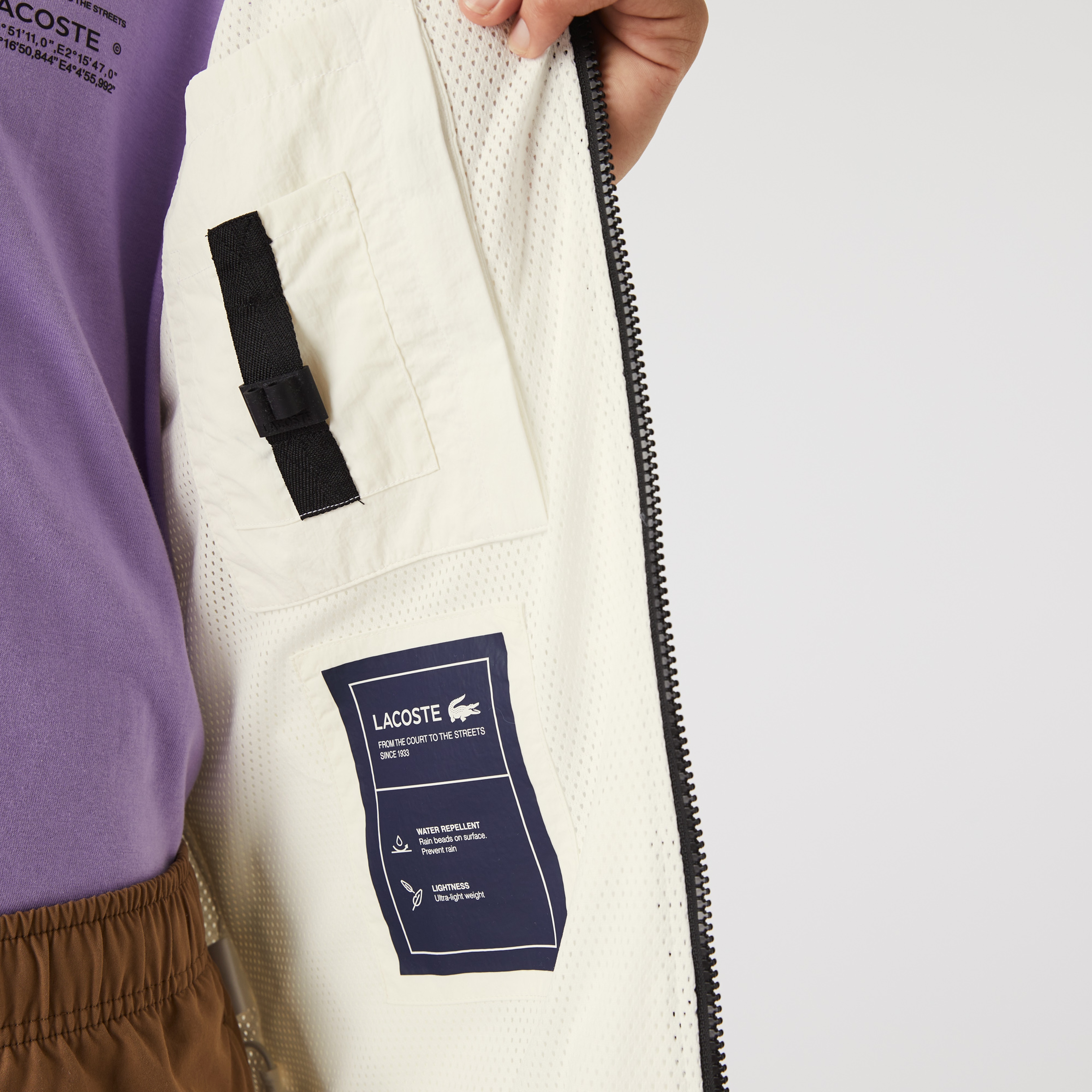Lacoste Active Erkek Kapüşonlu Beyaz Mont