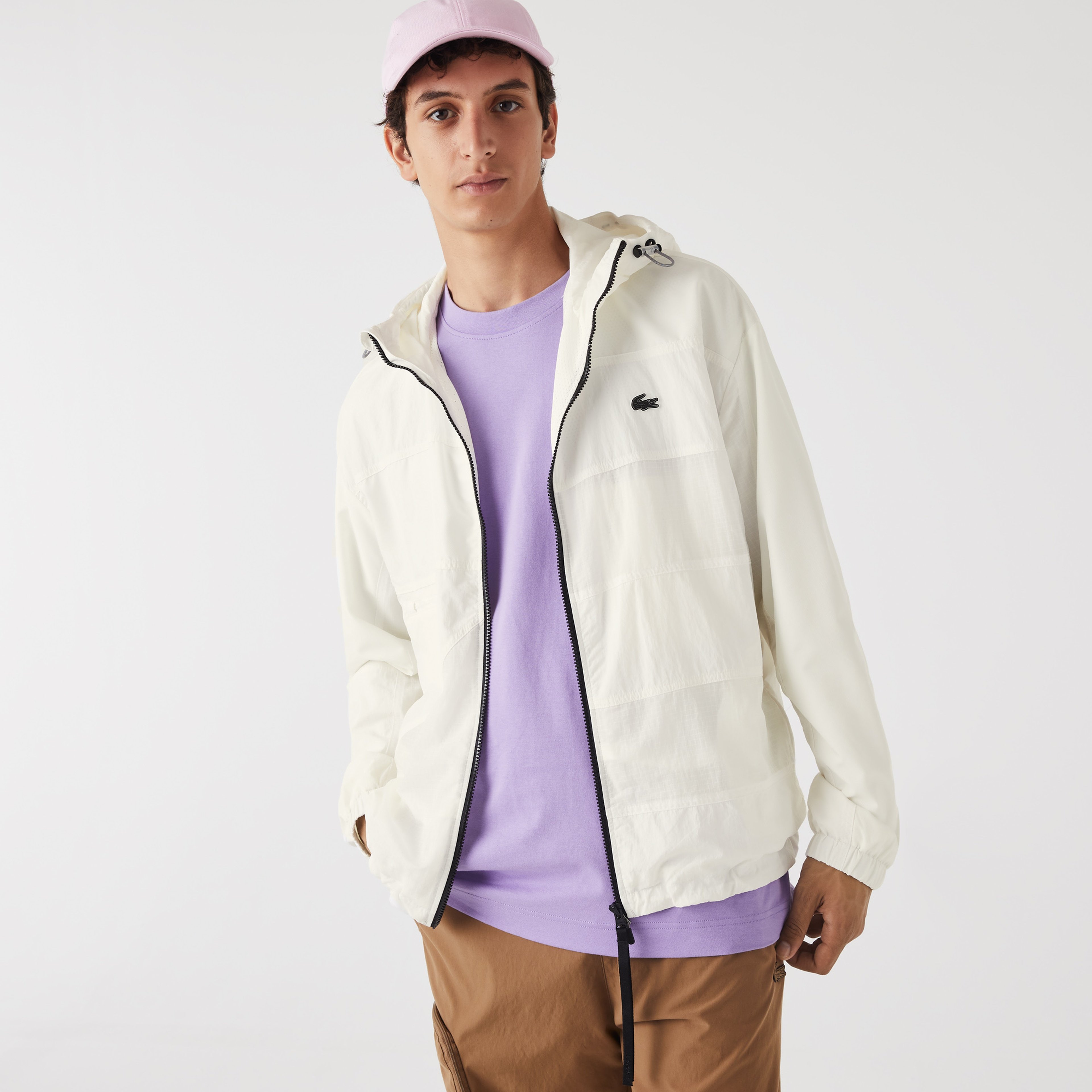 Lacoste Active Erkek Kapüşonlu Beyaz Mont