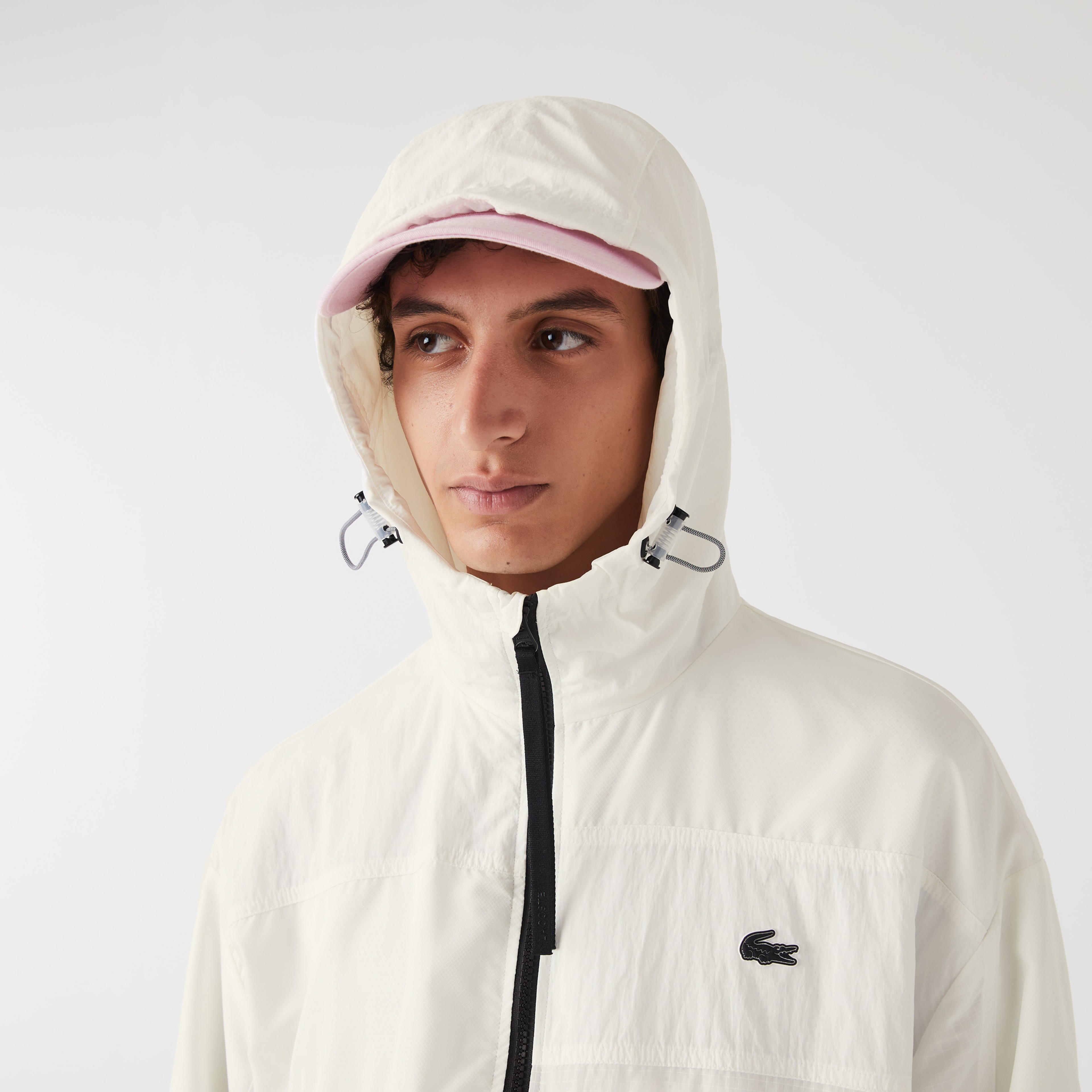 Lacoste Active Erkek Kapüşonlu Beyaz Mont