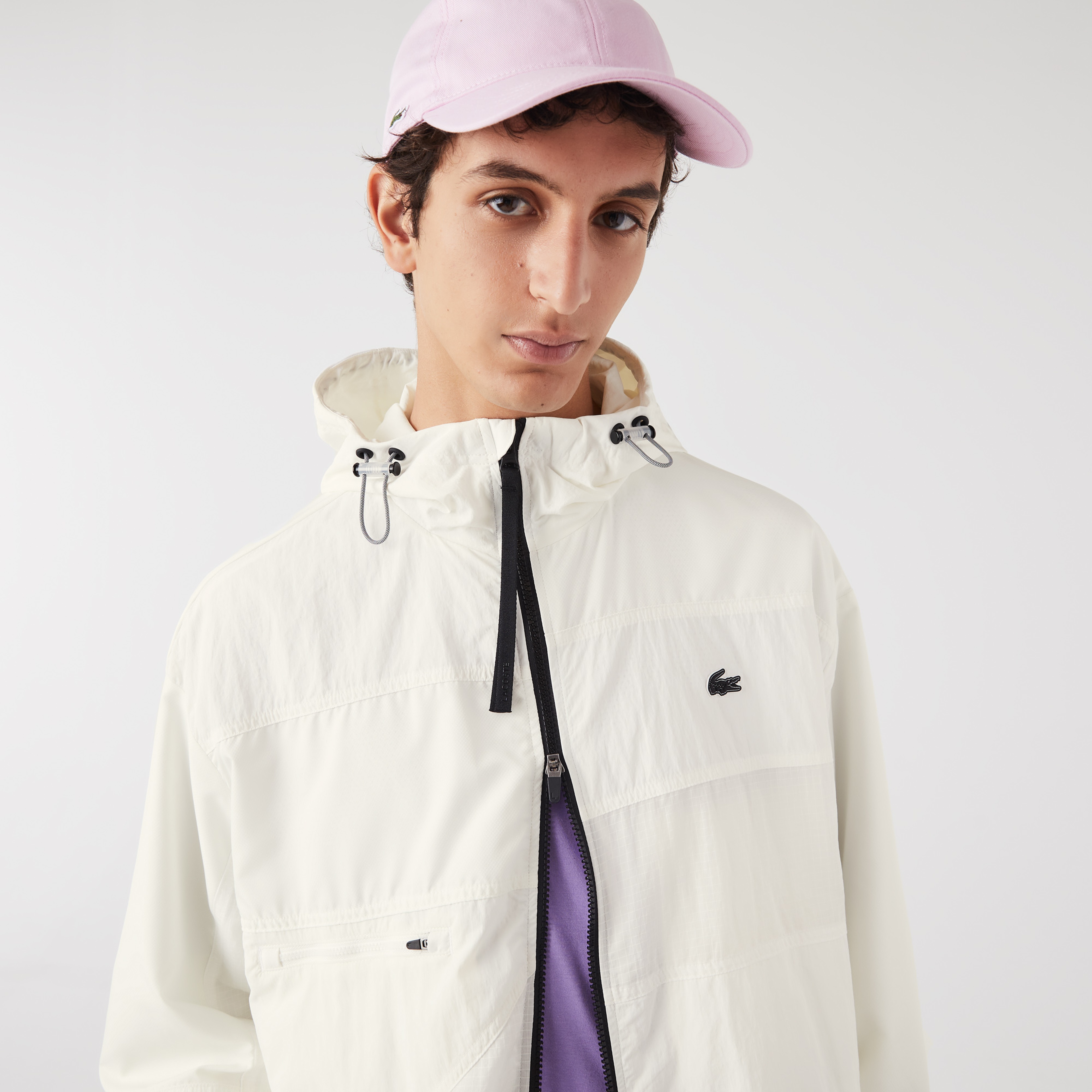Lacoste Active Erkek Kapüşonlu Beyaz Mont