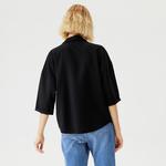 Kadın Regular Fit Truvakar Kollu V Yaka Siyah Bluz