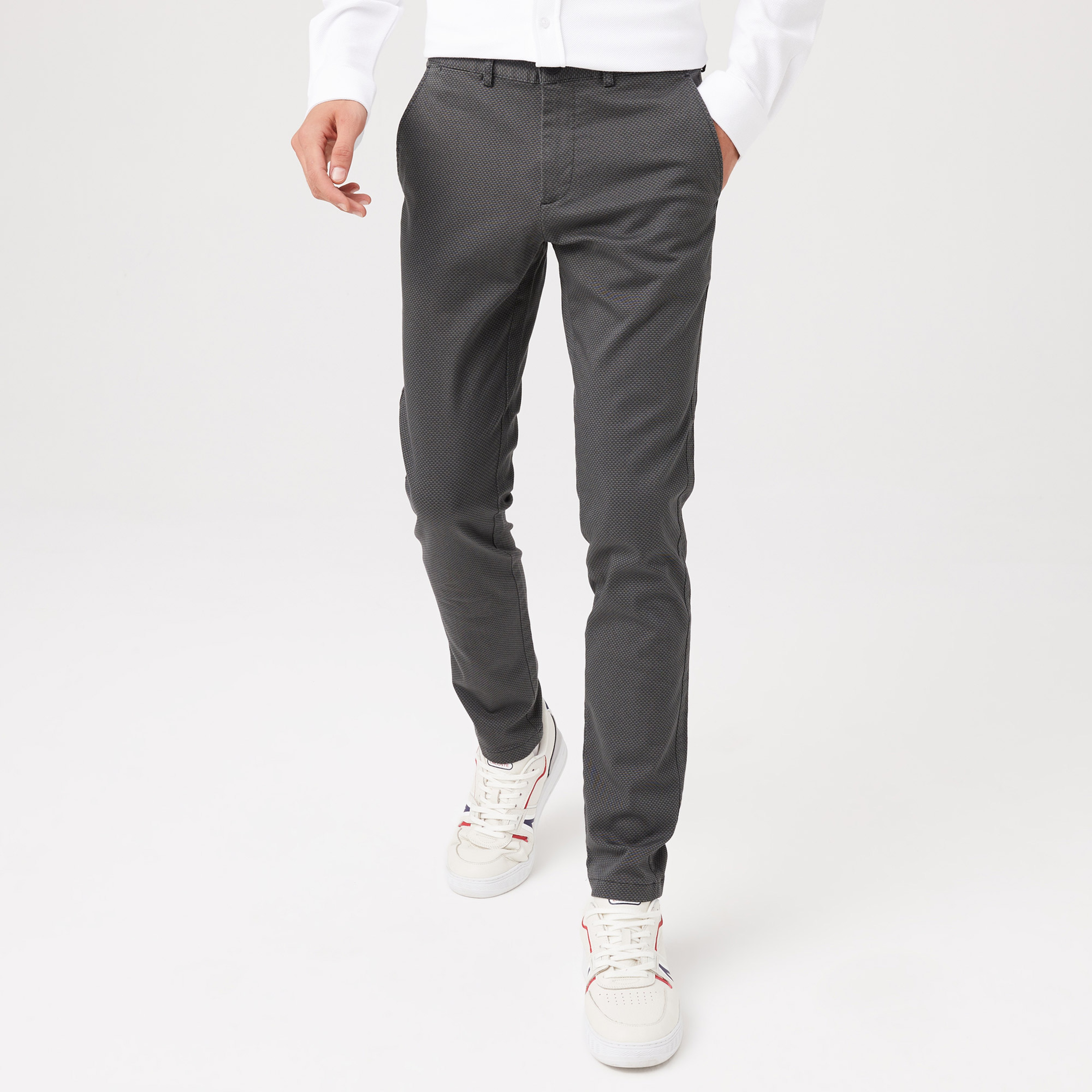 Erkek Slim Fit Baskılı Siyah Pantolon