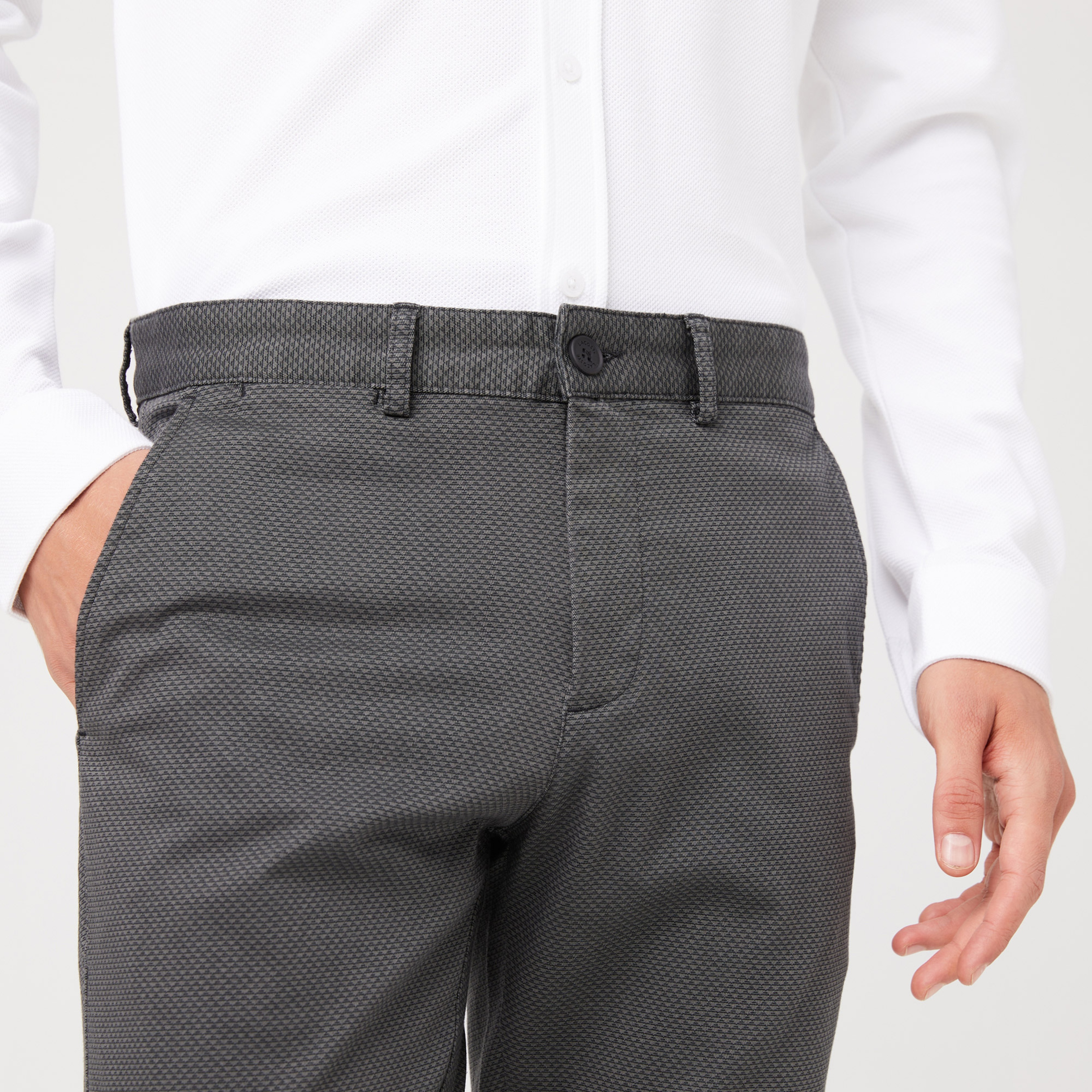 Erkek Slim Fit Baskılı Siyah Pantolon