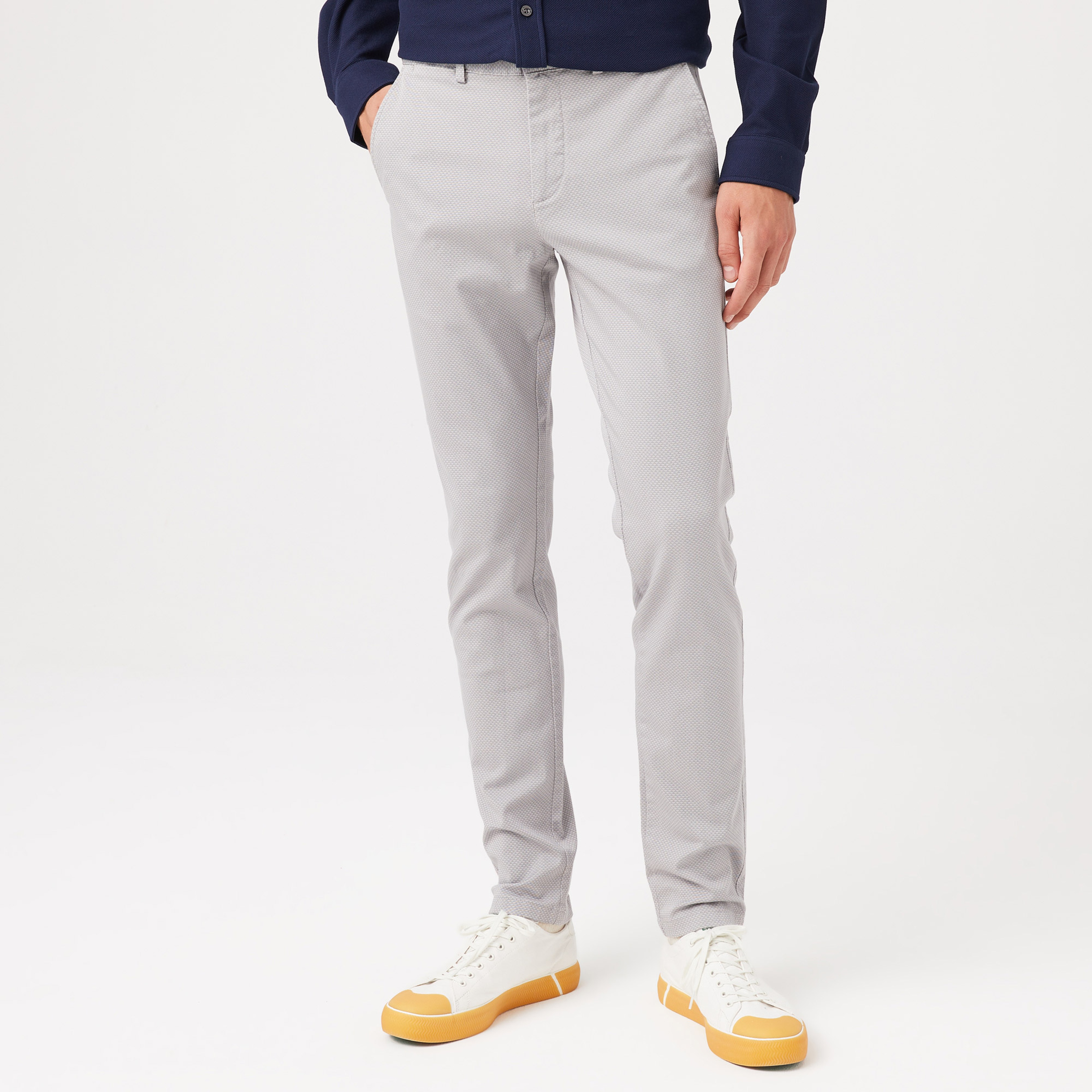 Erkek Slim Fit Baskılı Açık Gri Pantolon