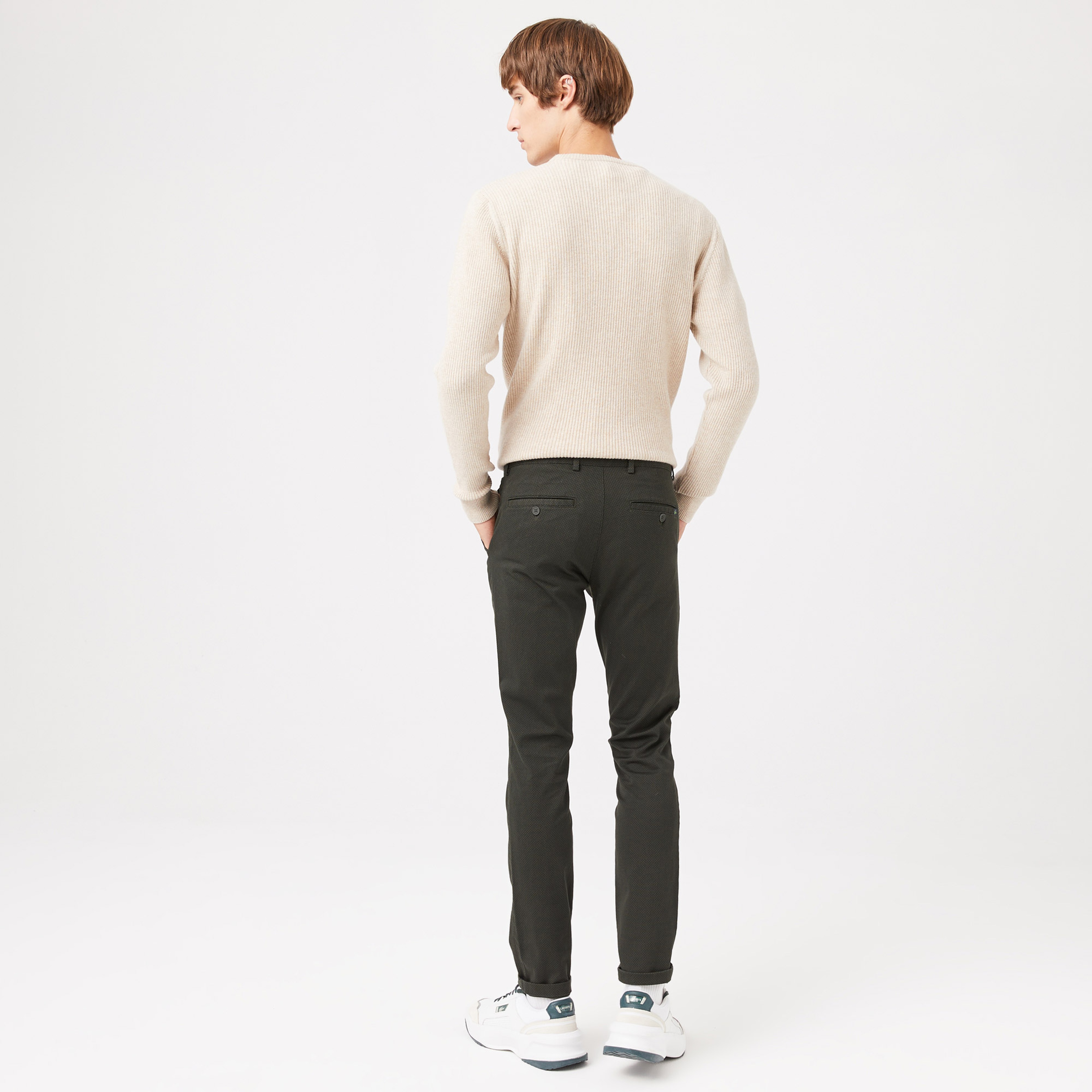 Erkek Slim Fit Baskılı Haki Pantolon