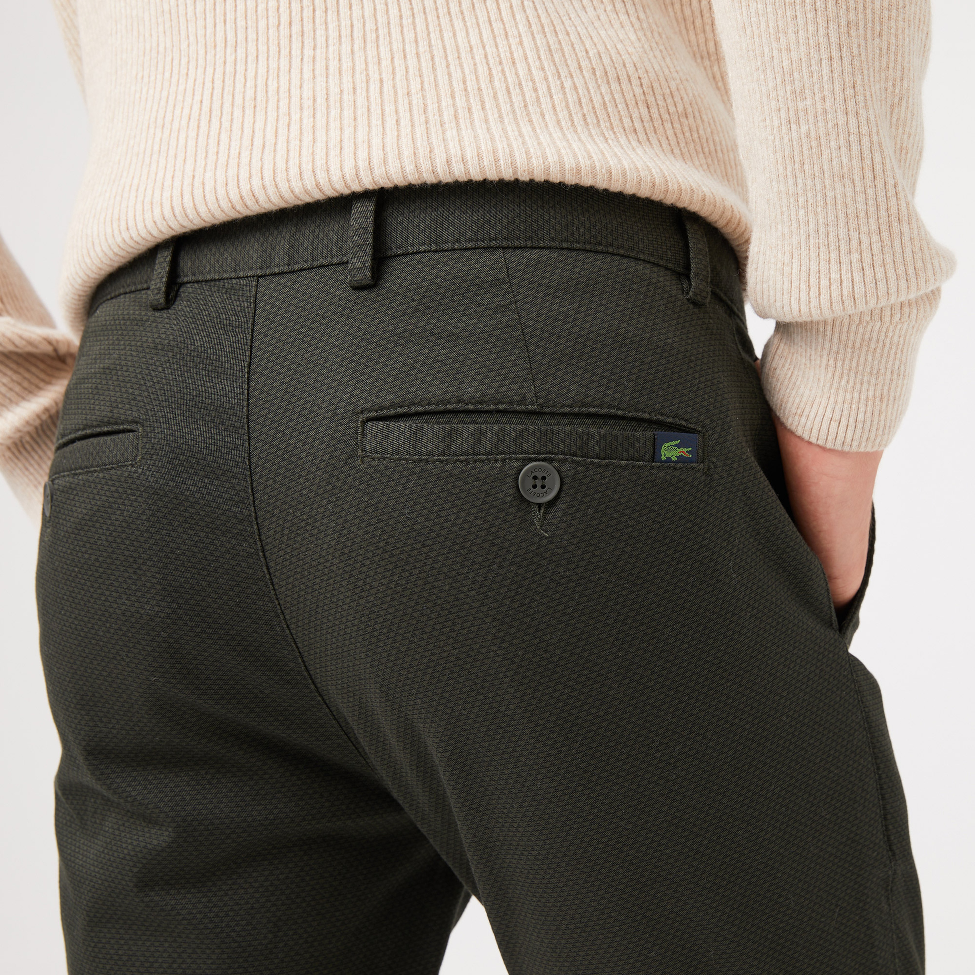 Erkek Slim Fit Baskılı Haki Pantolon