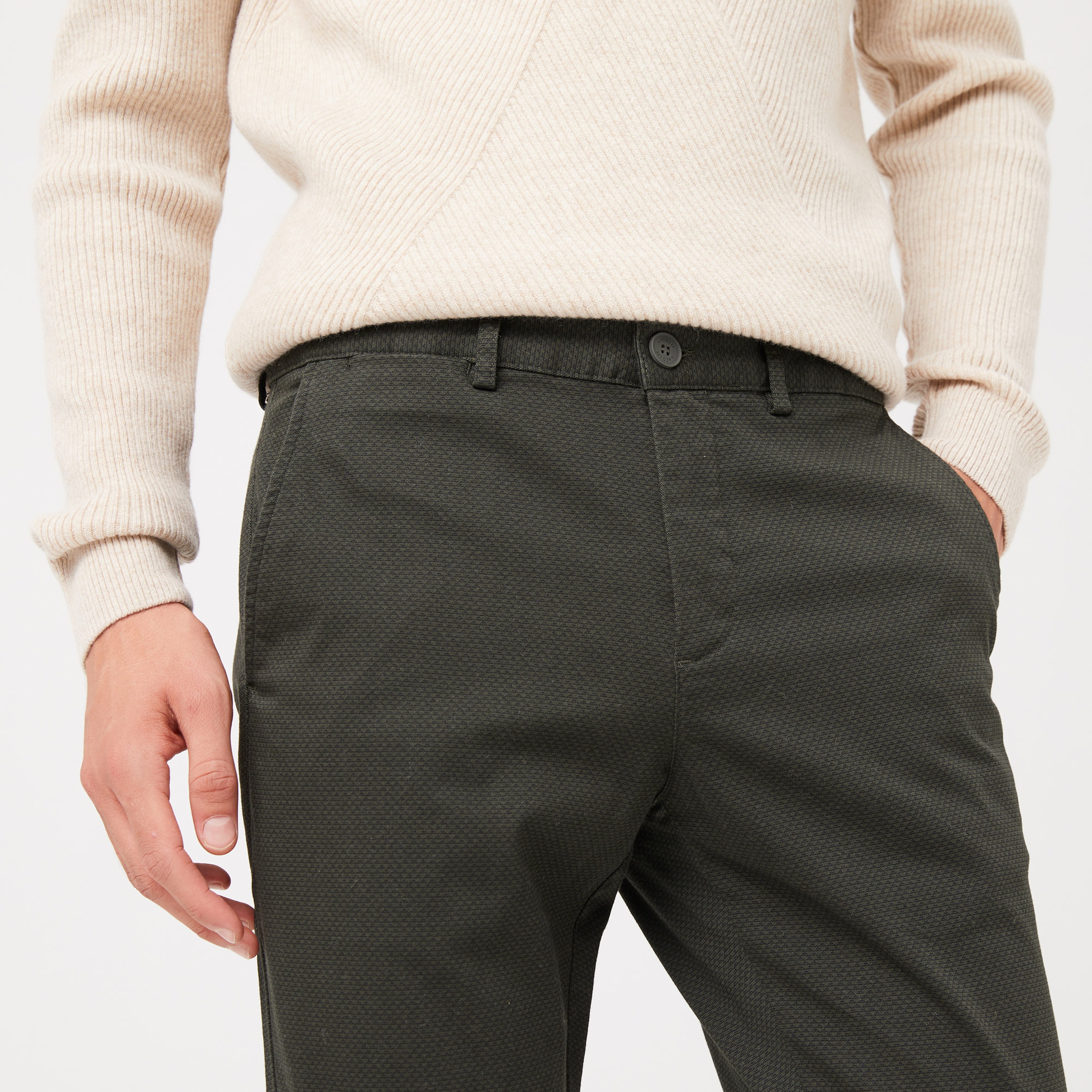 Erkek Slim Fit Baskılı Haki Pantolon