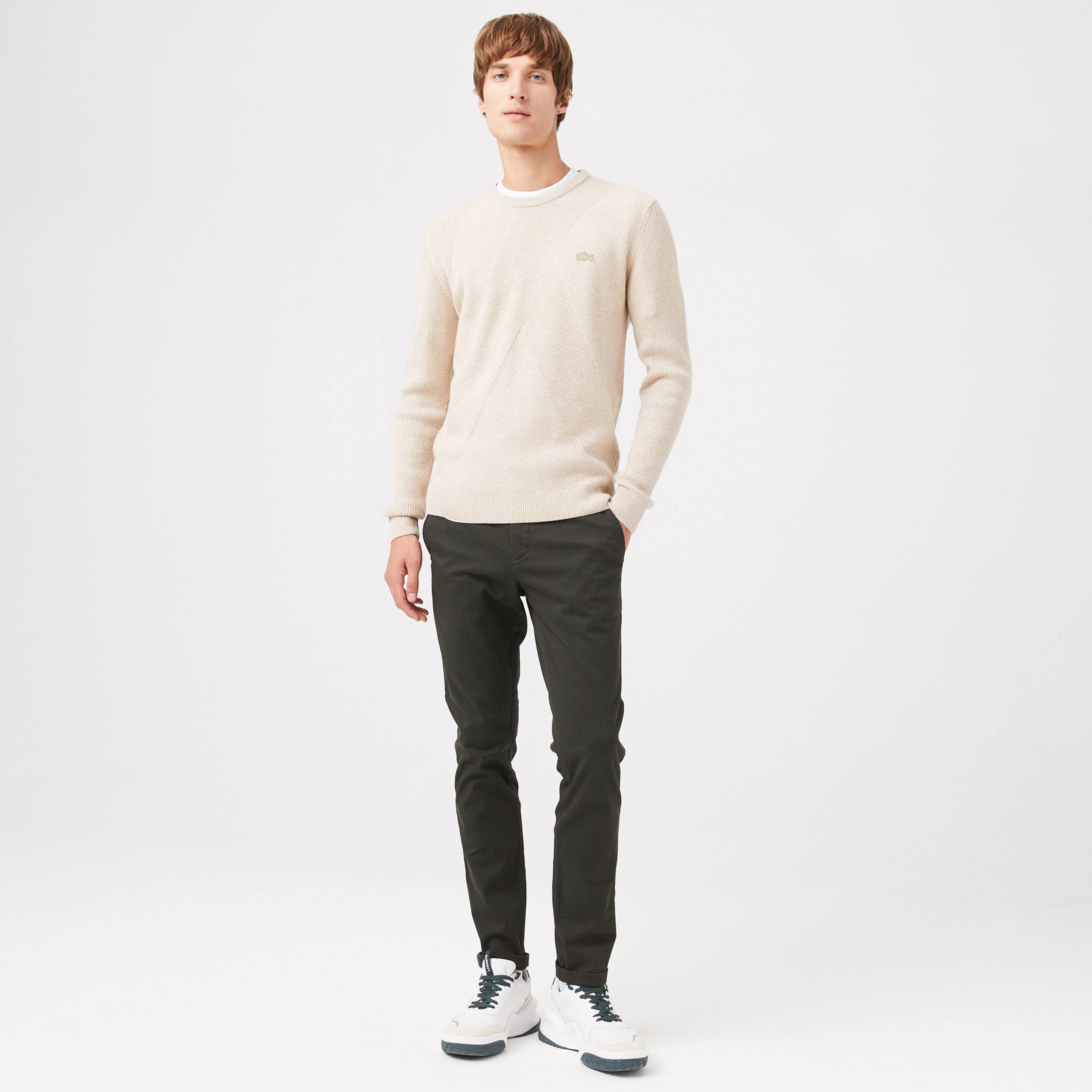 Erkek Slim Fit Baskılı Haki Pantolon