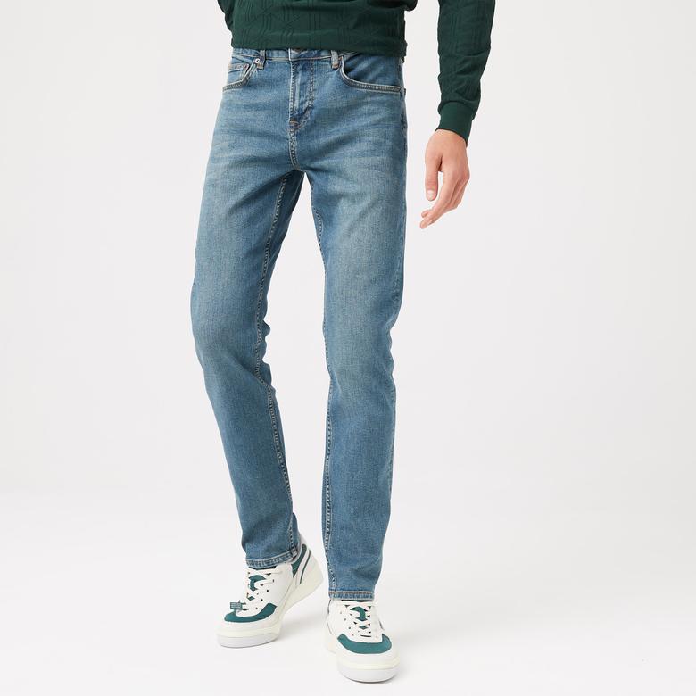 Erkek Slim Fit Mavi Jean Pantolon