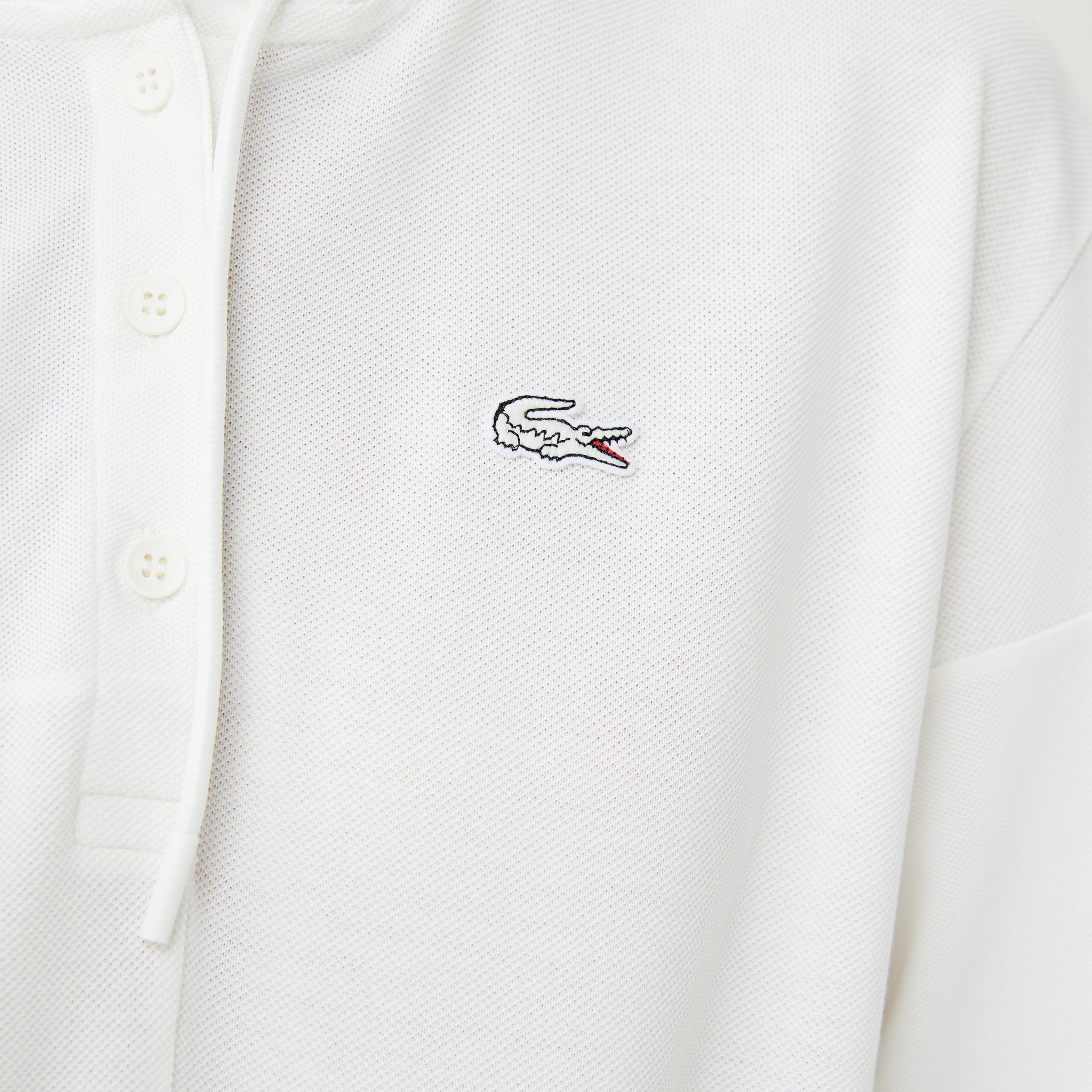 Lacoste Kadın Relaxed Fit Kapüşonlu Renk Bloklu Beyaz Polo