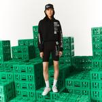 Lacoste X Minecraft Kadın Relaxed Fit Kapüşonlu Baskılı Siyah Sweatshirt