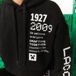 Lacoste X Minecraft Kadın Relaxed Fit Kapüşonlu Baskılı Siyah Sweatshirt