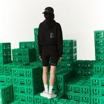 Lacoste X Minecraft Kadın Relaxed Fit Kapüşonlu Baskılı Siyah Sweatshirt