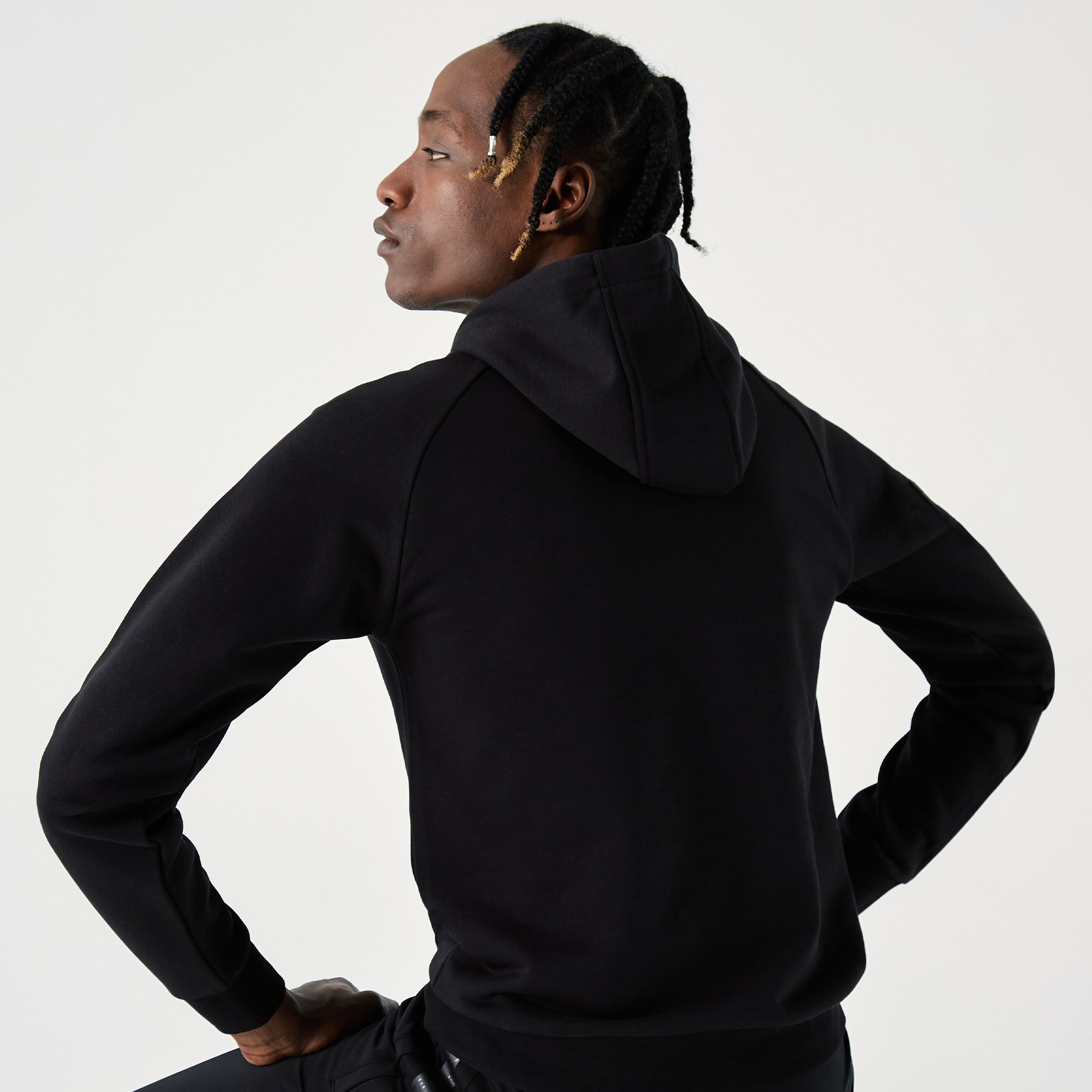 Lacoste Erkek Regular Fit Kapüşonlu Desenli Siyah Sweatshirt