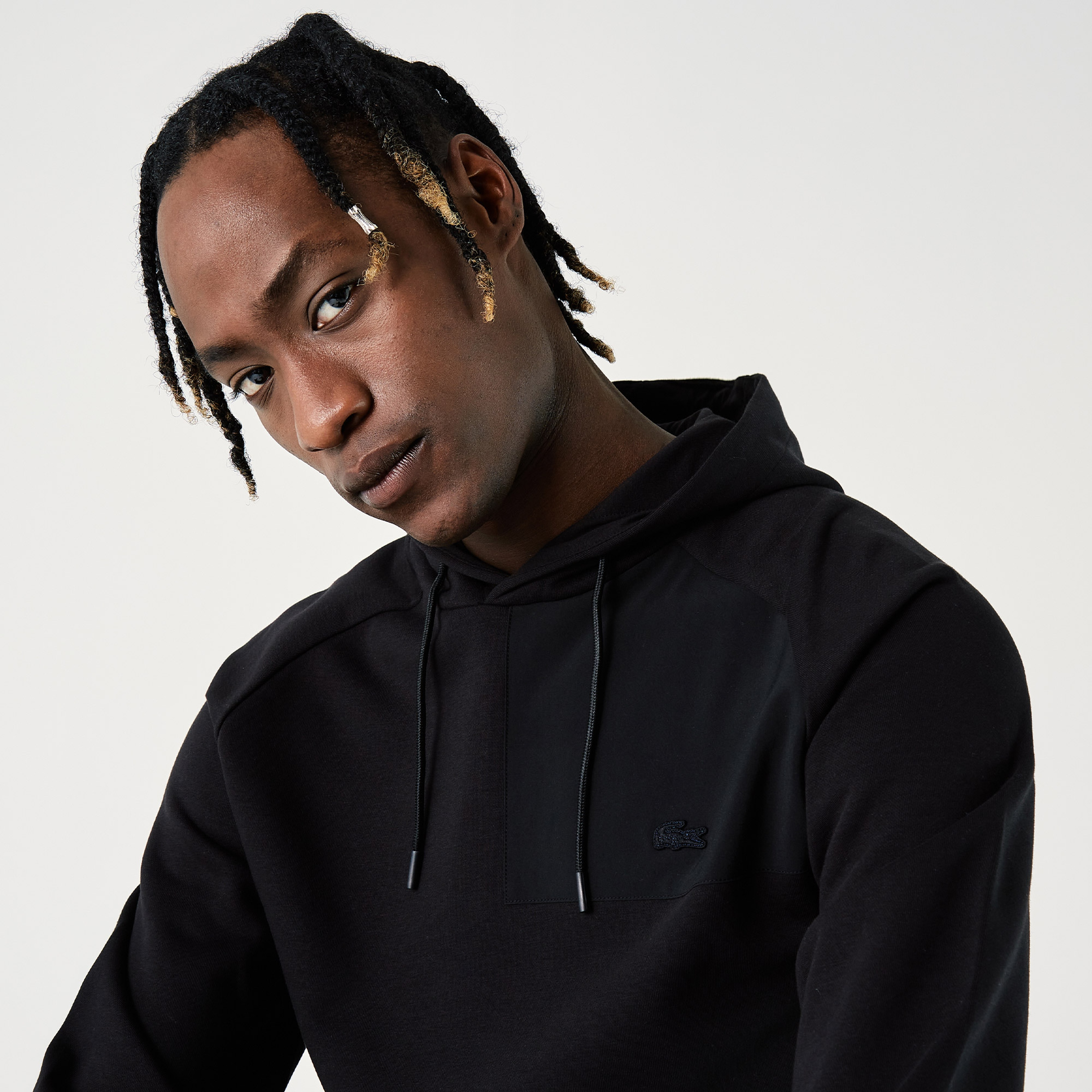 Lacoste Erkek Regular Fit Kapüşonlu Desenli Siyah Sweatshirt