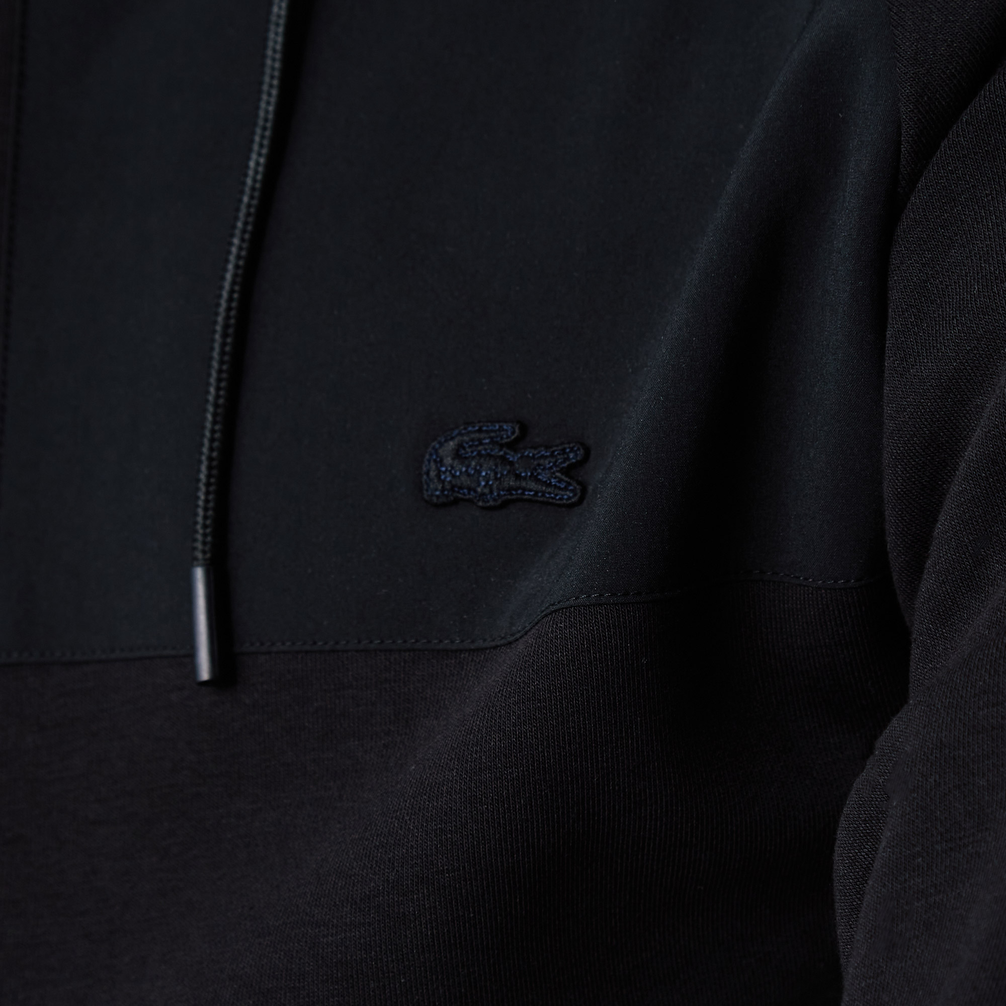 Lacoste Erkek Regular Fit Kapüşonlu Desenli Siyah Sweatshirt