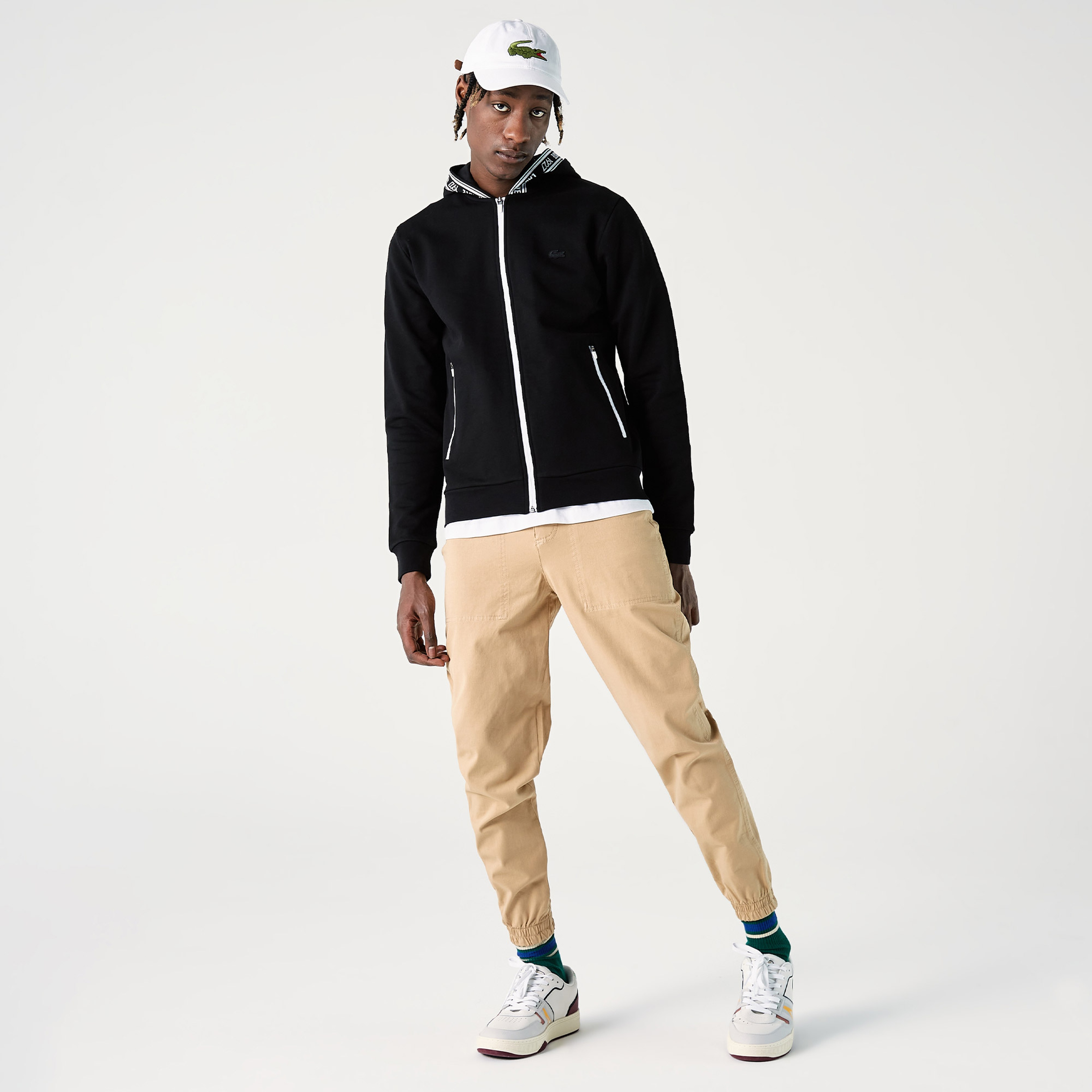 Lacoste Erkek Kapüşonlu Baskılı Siyah Sweatshirt