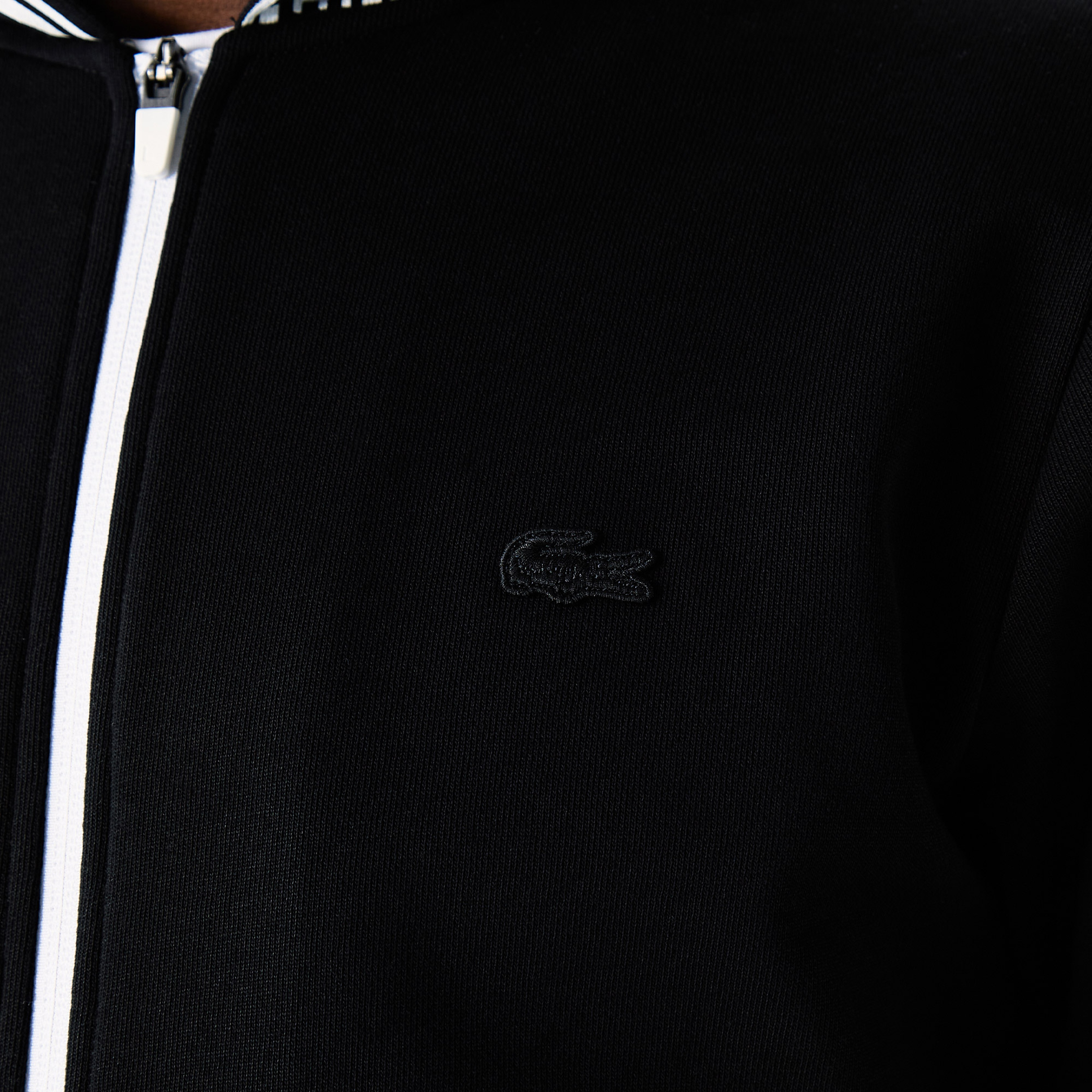 Lacoste Erkek Kapüşonlu Baskılı Siyah Sweatshirt