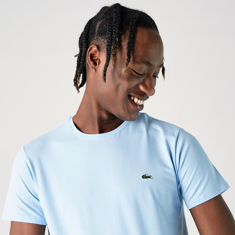 Erkek Slim Fit Bisiklet Yaka Mavi T-Shirt