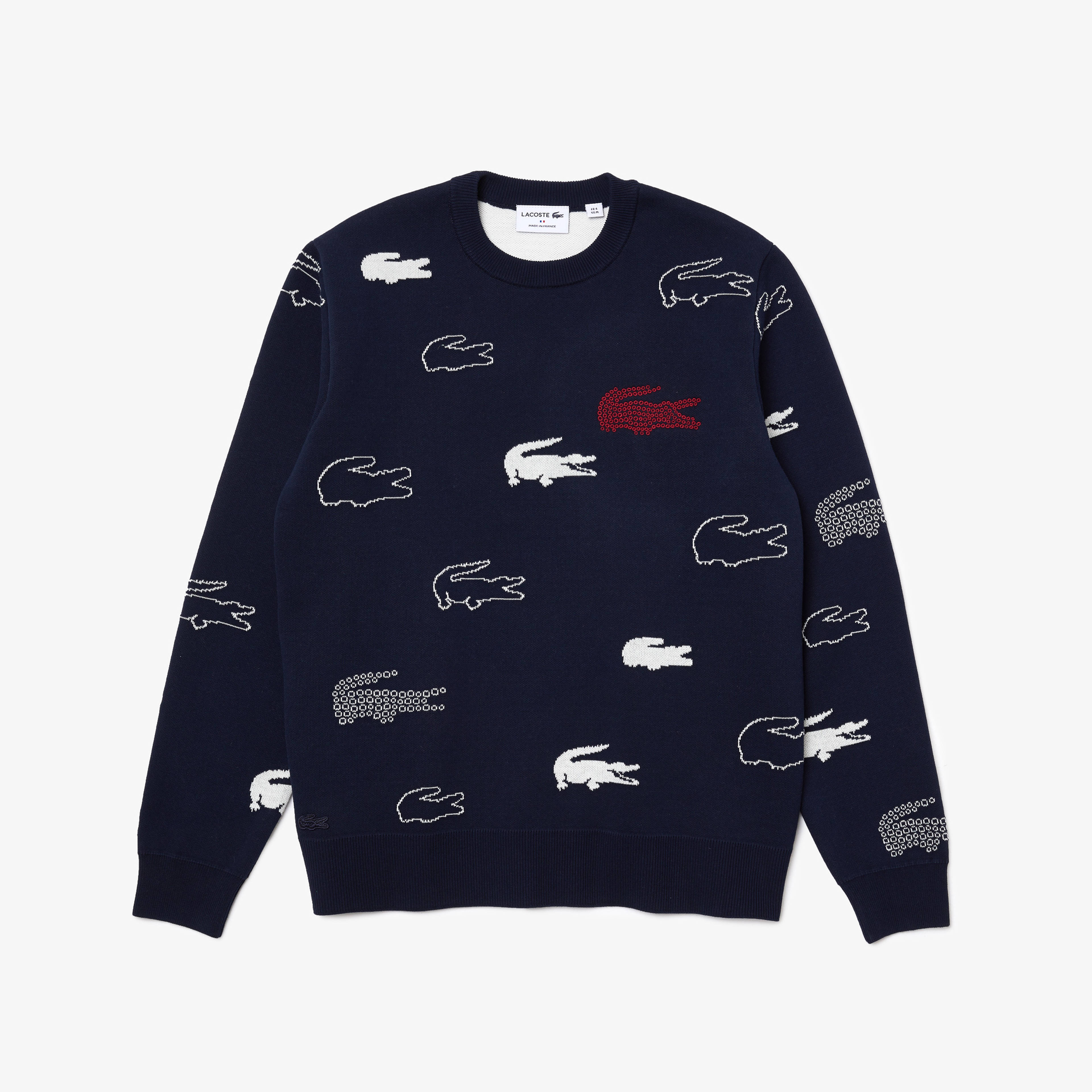 Lacoste Erkek Bisiklet Yaka Desenli Lacivert Kazak