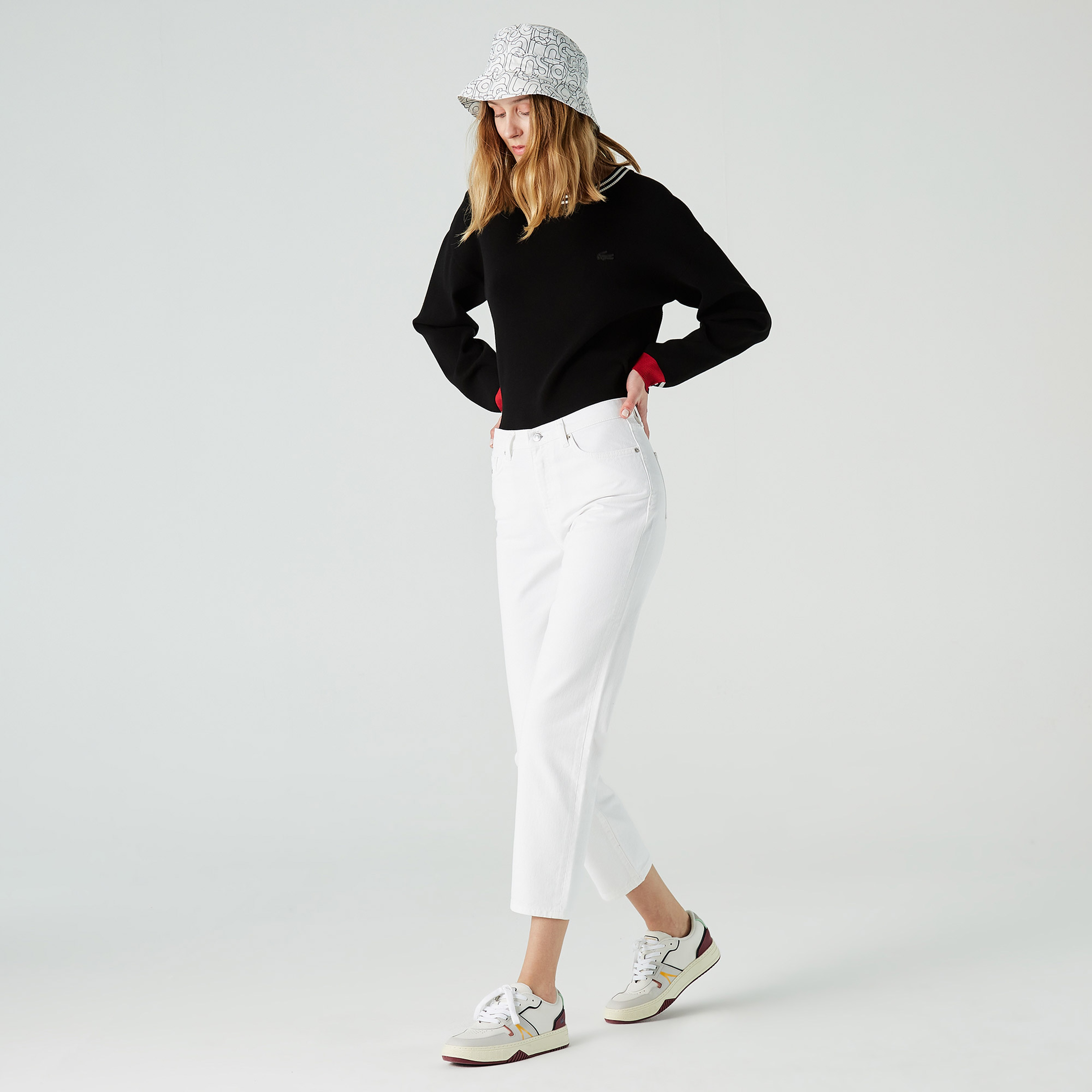 Lacoste Kadın Straight Fit Beyaz Pantolon