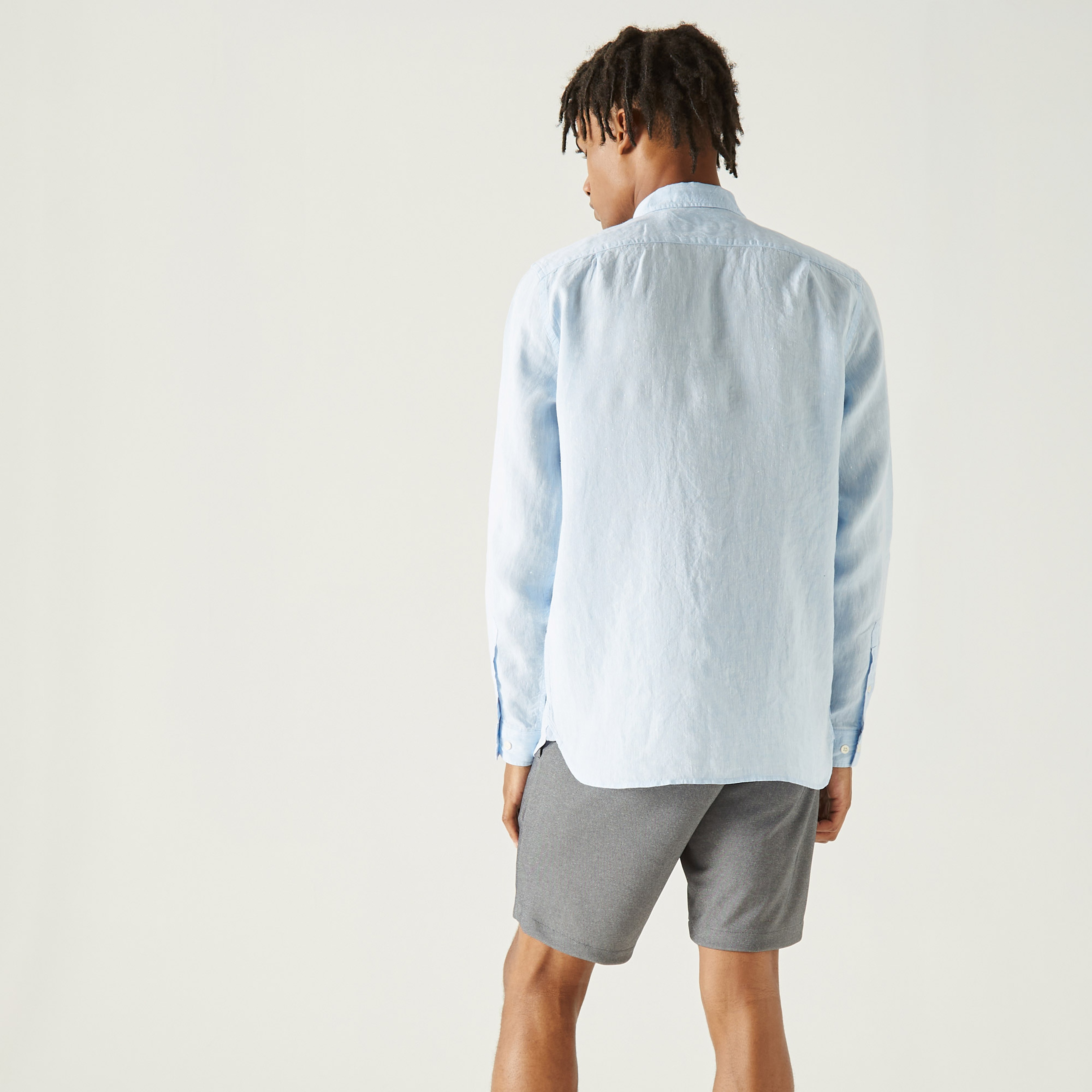 Lacoste Erkek Regular Fit Keten Mavi Gömlek