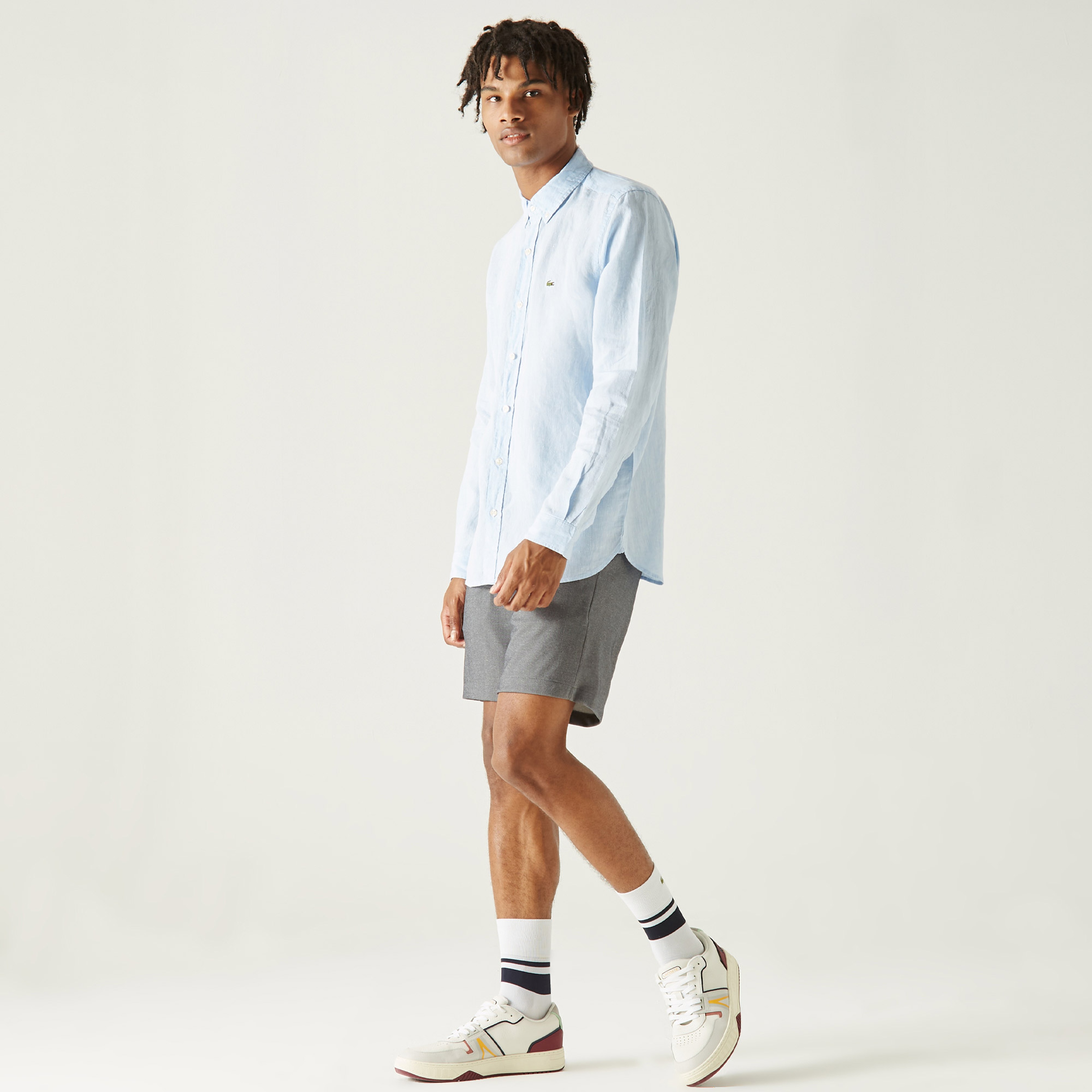 Lacoste Erkek Regular Fit Keten Mavi Gömlek