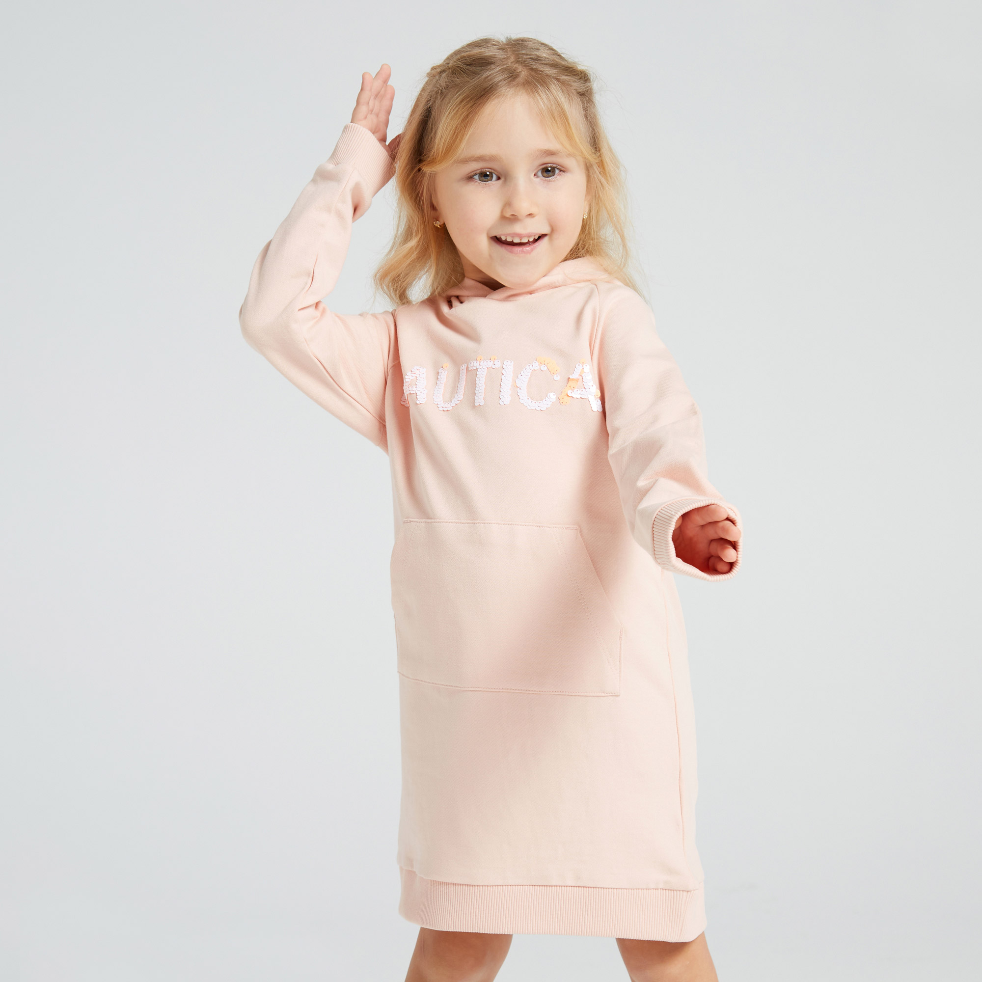NAUTICA KIZ ÇOCUK PEMBE KAPÜŞONLU ELBİSE