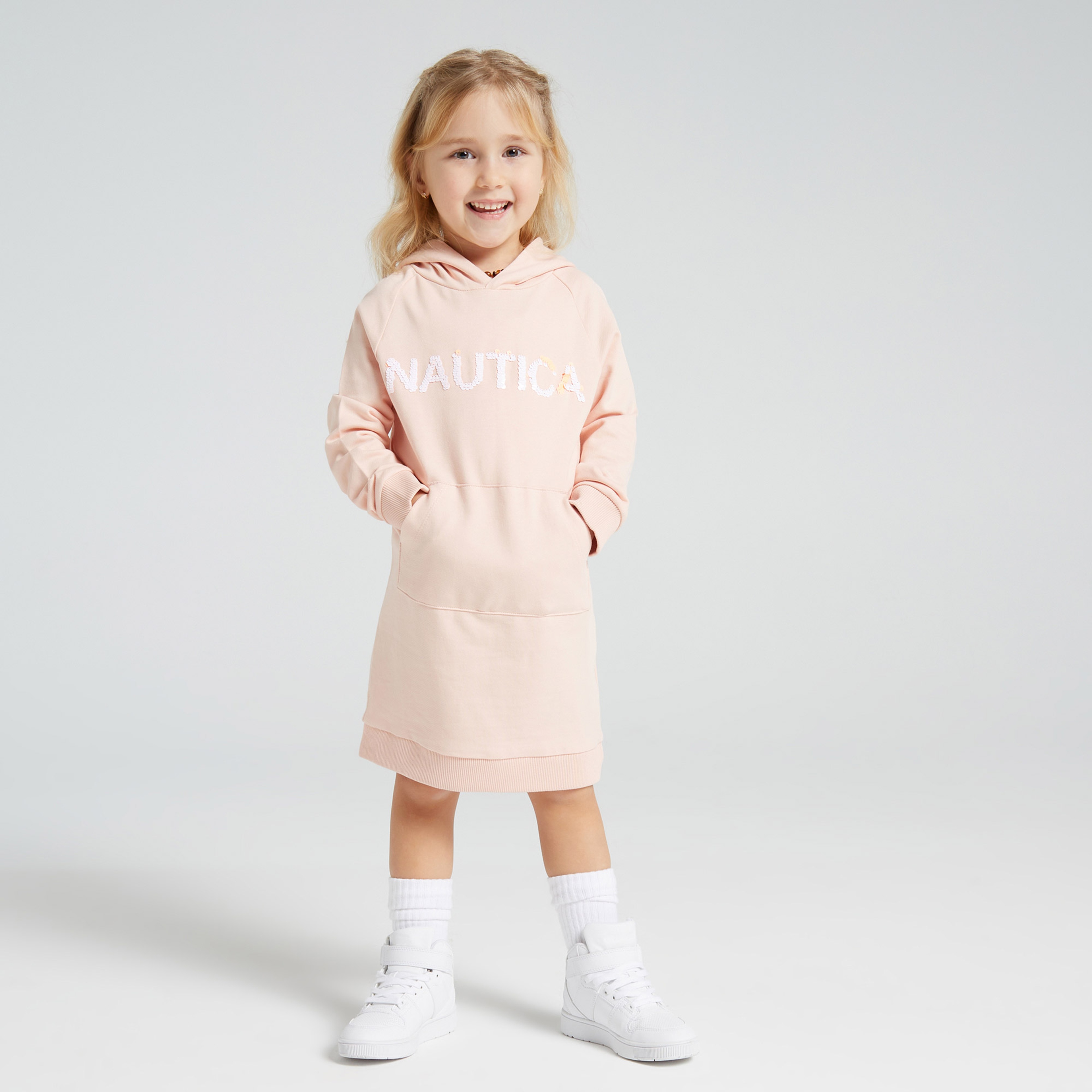 NAUTICA KIZ ÇOCUK PEMBE KAPÜŞONLU ELBİSE