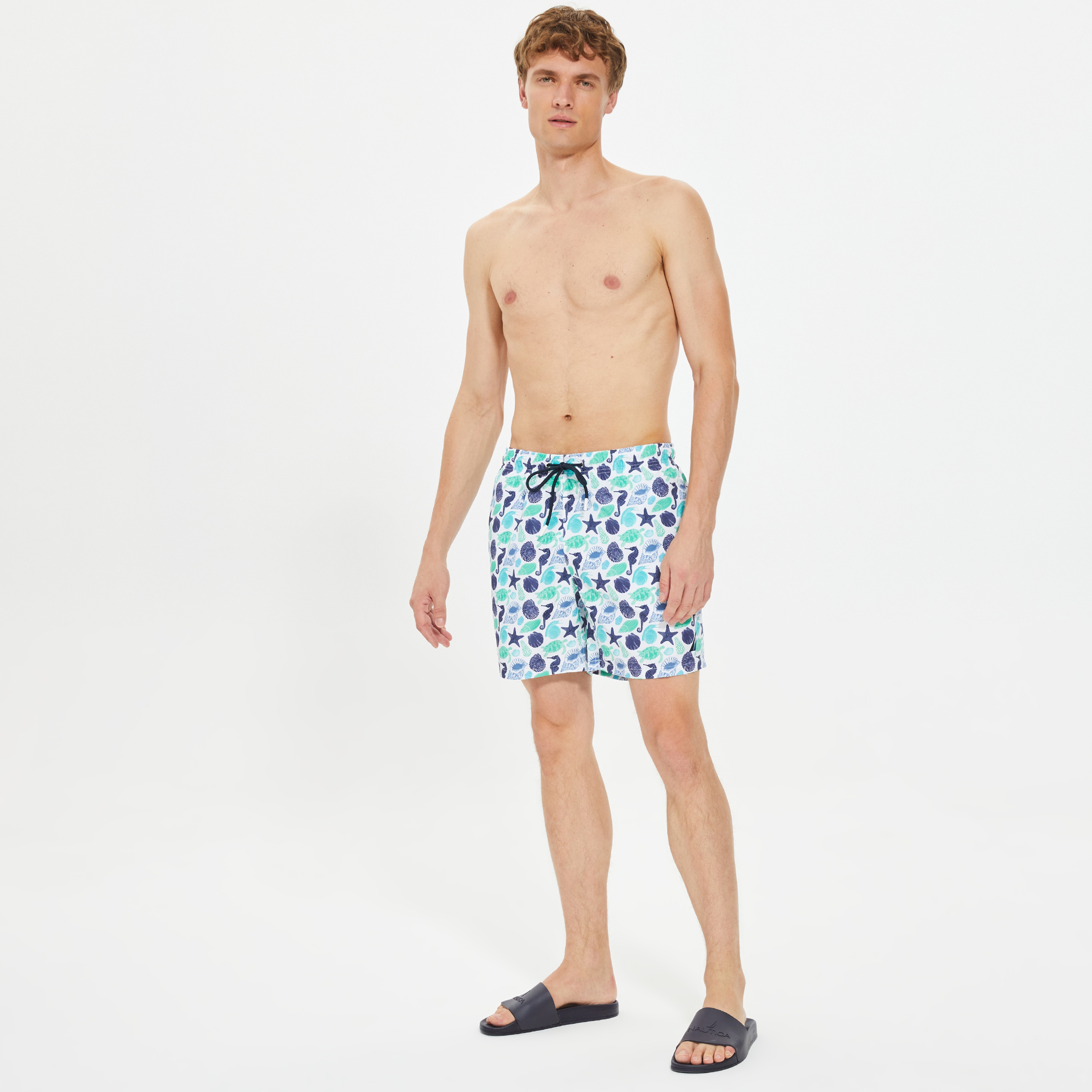 Nautica Erkek Beyaz Standart Fit Deniz Şortu