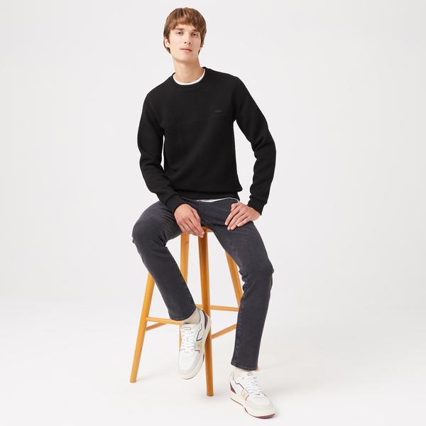 Erkek Regular Fit Uzun Kollu Bisiklet Yaka Siyah T-Shirt