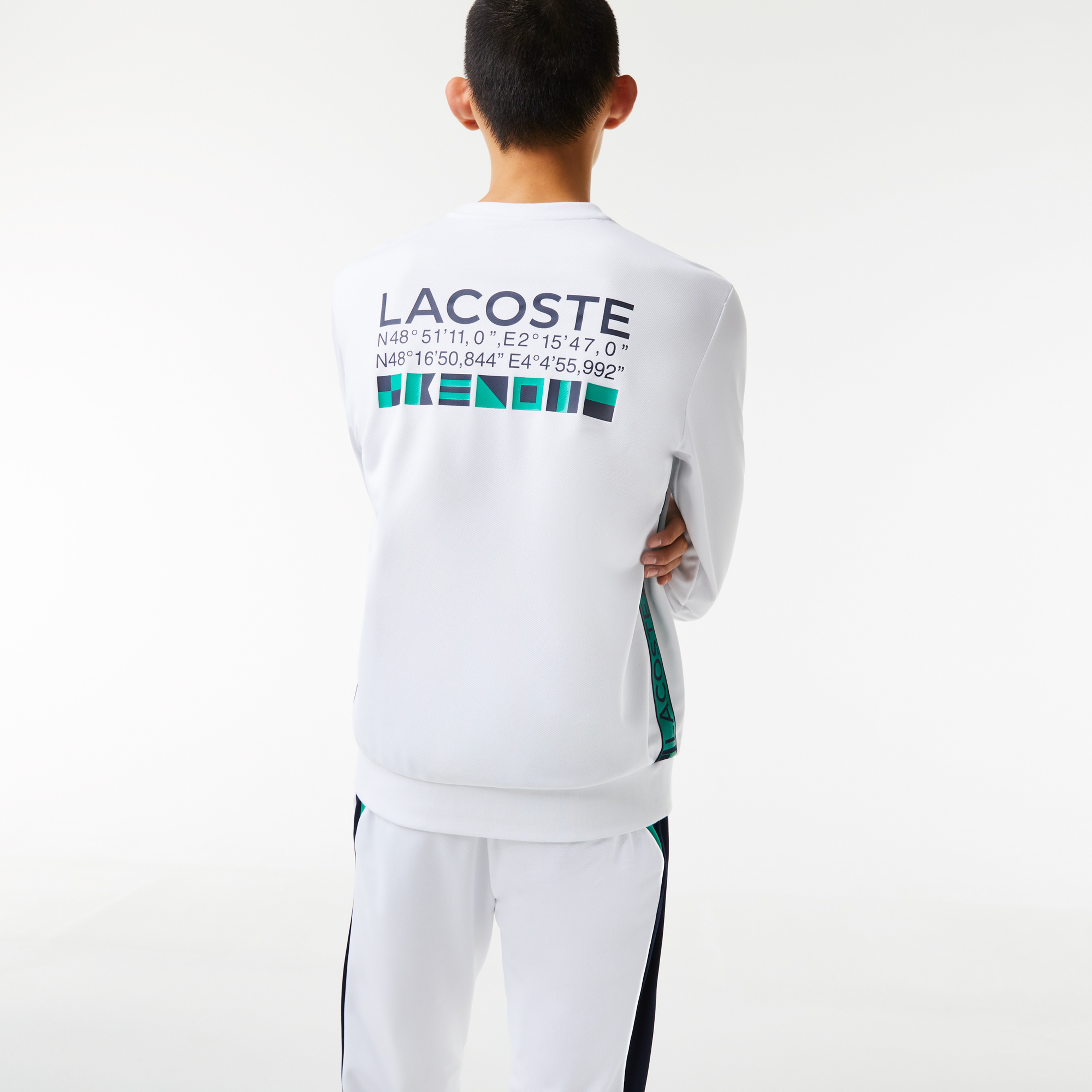 Lacoste SPORT Erkek Classic Fit Bisiklet Yaka Beyaz Sweatshirt