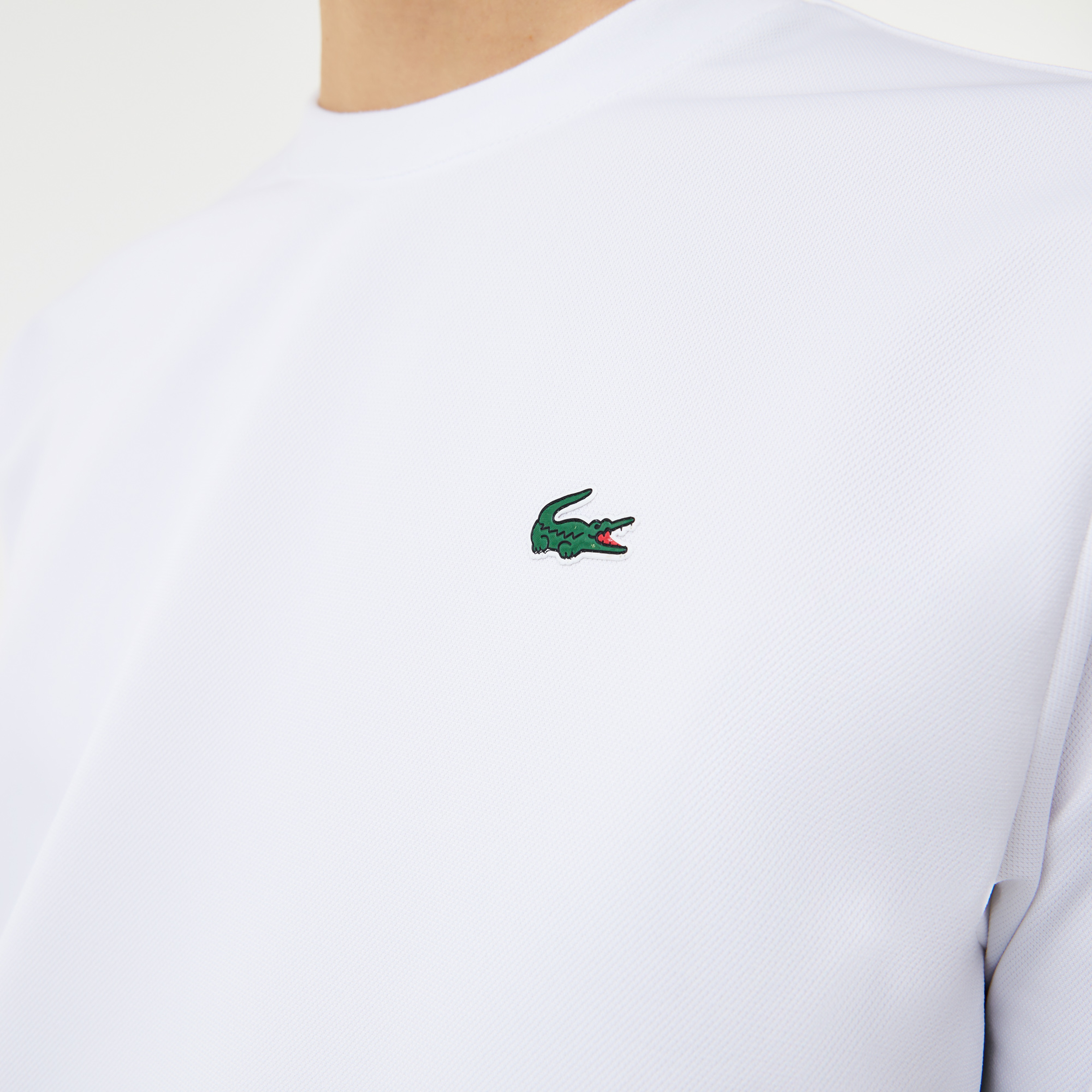 Lacoste SPORT Erkek Classic Fit Bisiklet Yaka Beyaz Sweatshirt